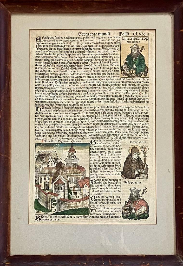 Nuremberg Chronicle 2-Sided Hand-Colored  Leaf, 1493 (1 of 5)