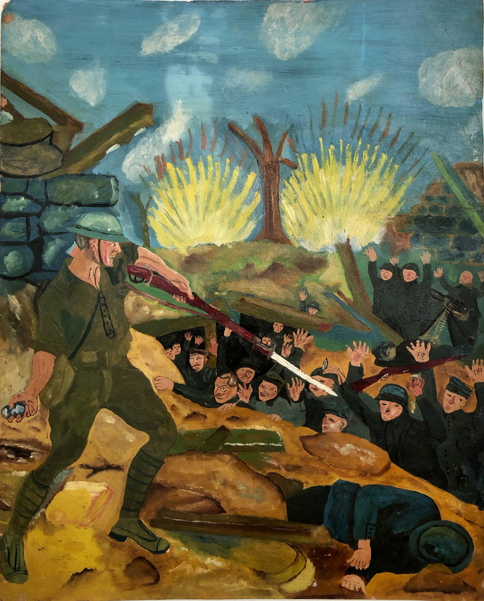 WW1 Military Battle War Scene Painting CAPTURED (1 of 5)