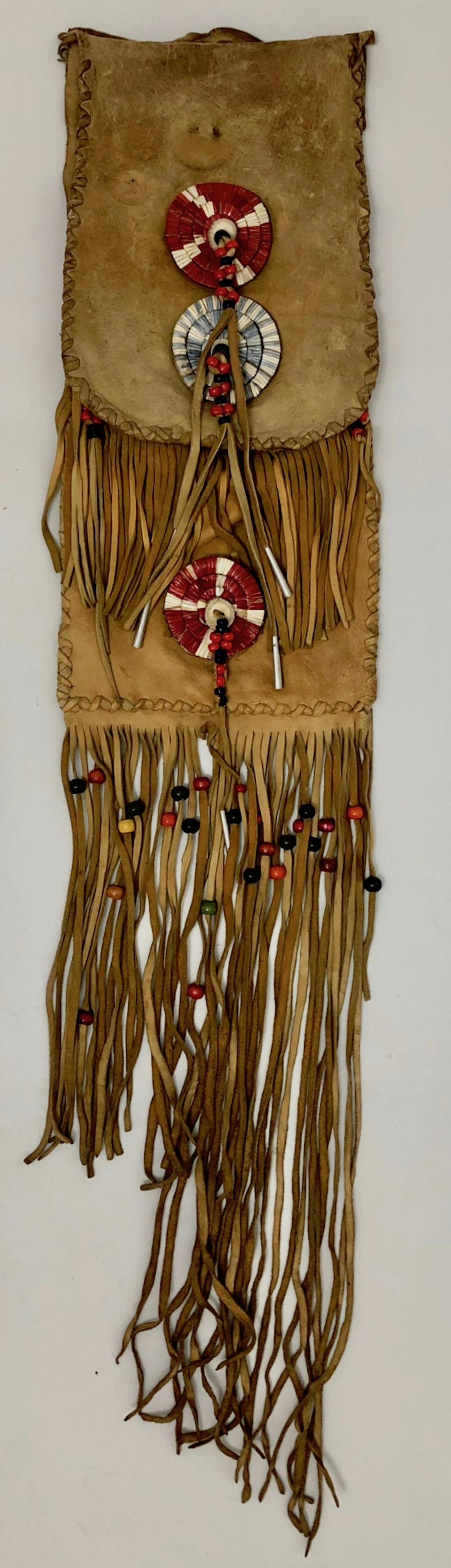 Native American Quilled Hide Tobacco Bag Medicine Pouch (1 of 5)