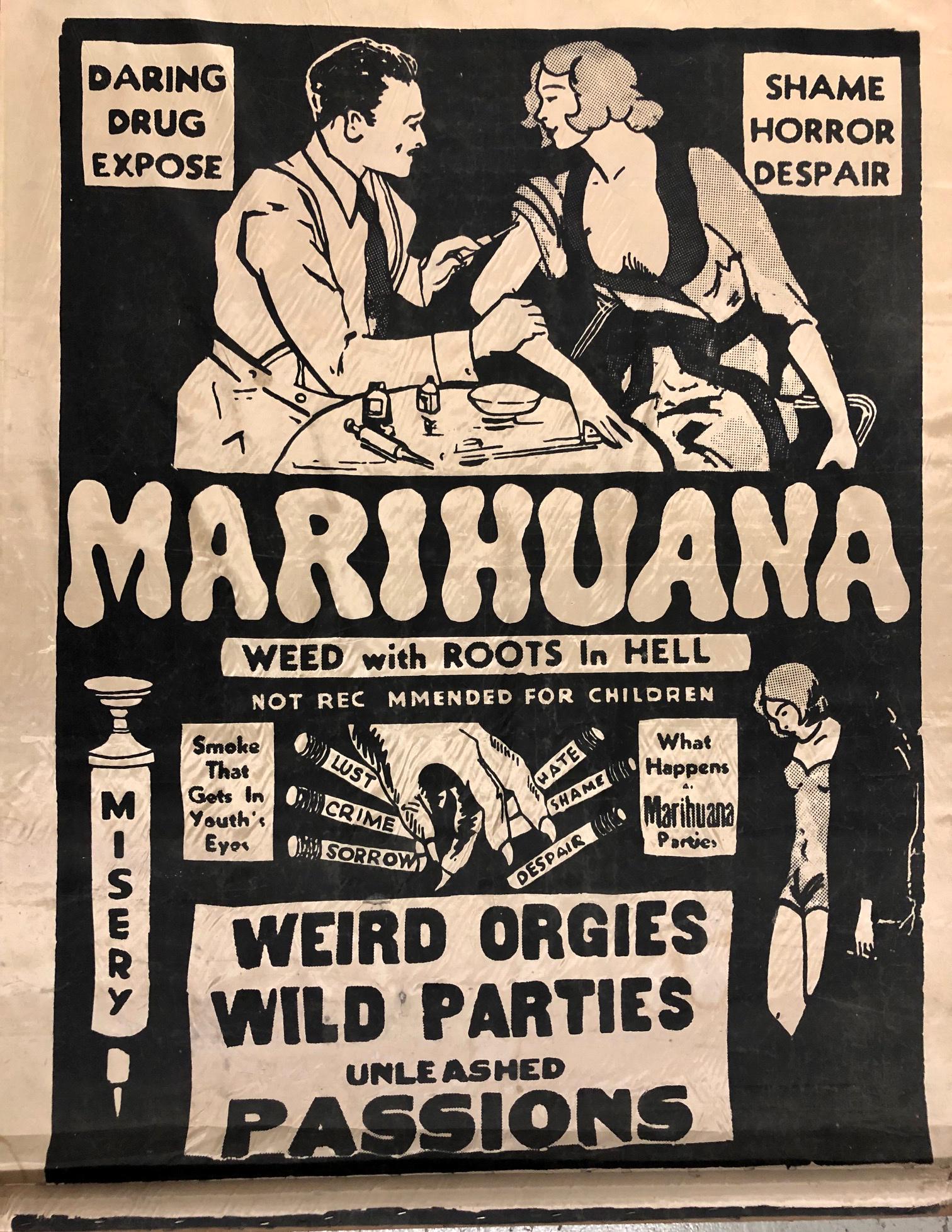Rare MARIJUANA Cult Film Theatrical Silk Banner 1935 (1 of 7)
