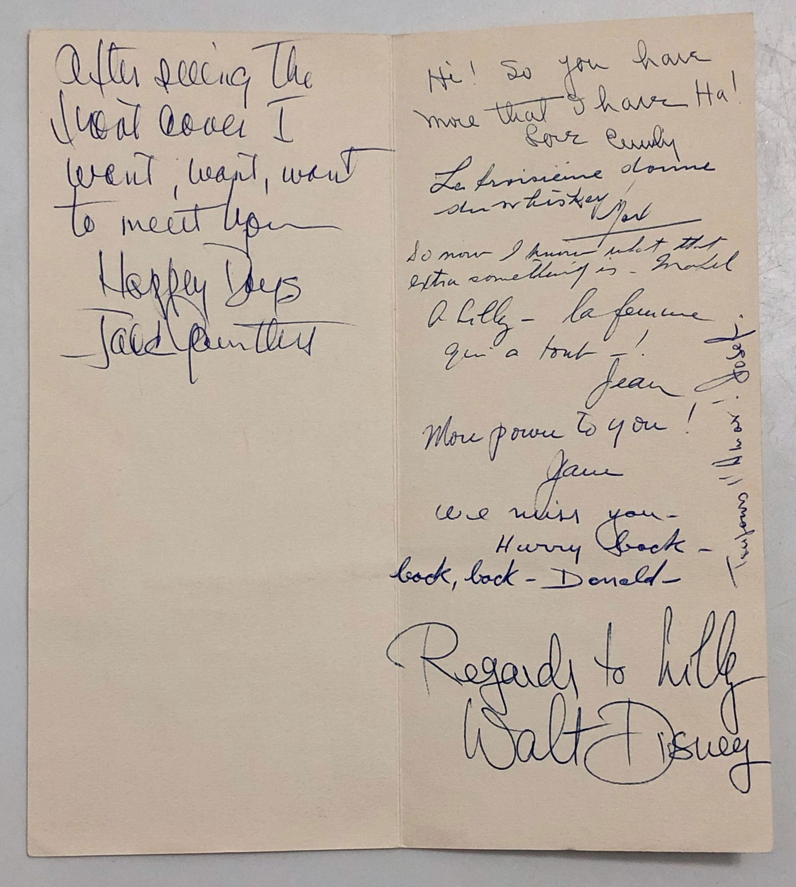 Walt Disney Autographed & Inscribed Greeting Card (1 of 4)