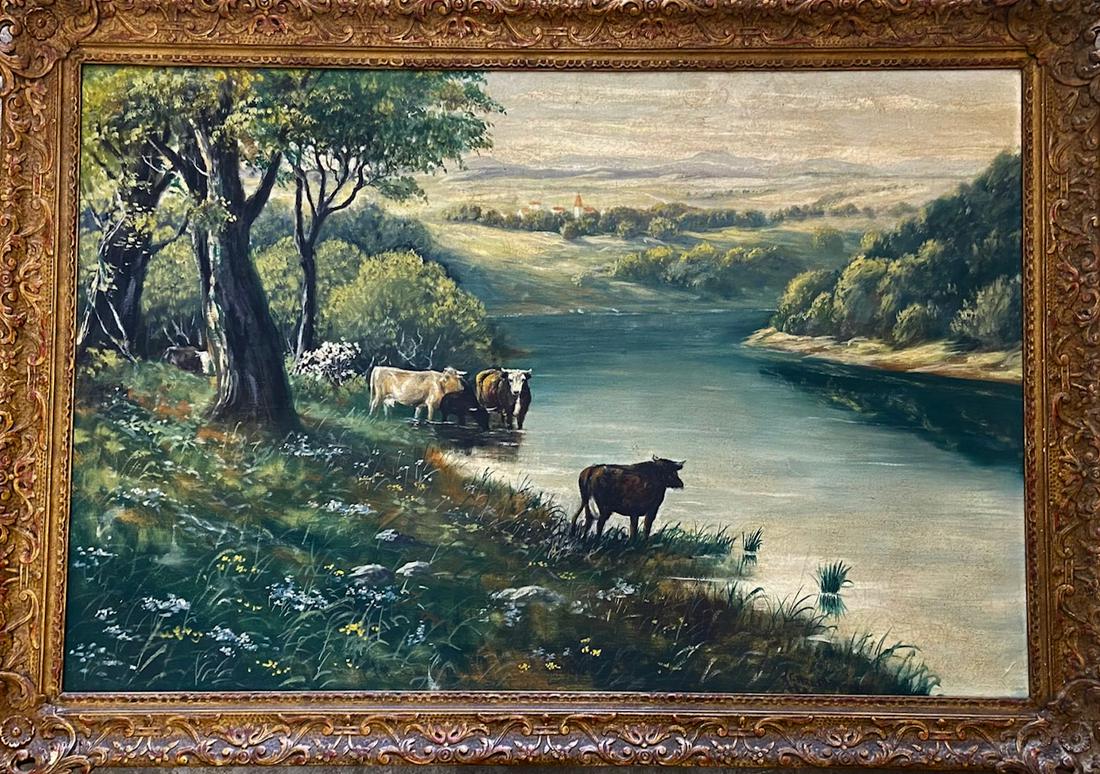 Carl Mutze Painting Evening River Landscape With Cows (1 of 4)