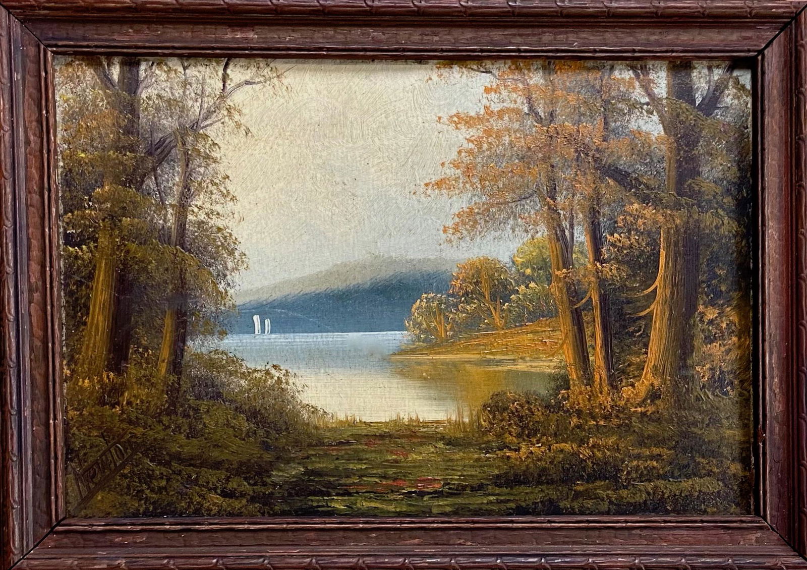 New England Landscape Painting, Signed Newton 1900s (1 of 4)