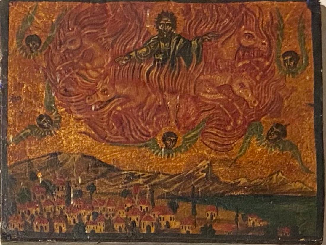 Antique Russian Painted Icon The Fiery Prophet Elijah (1 of 4)