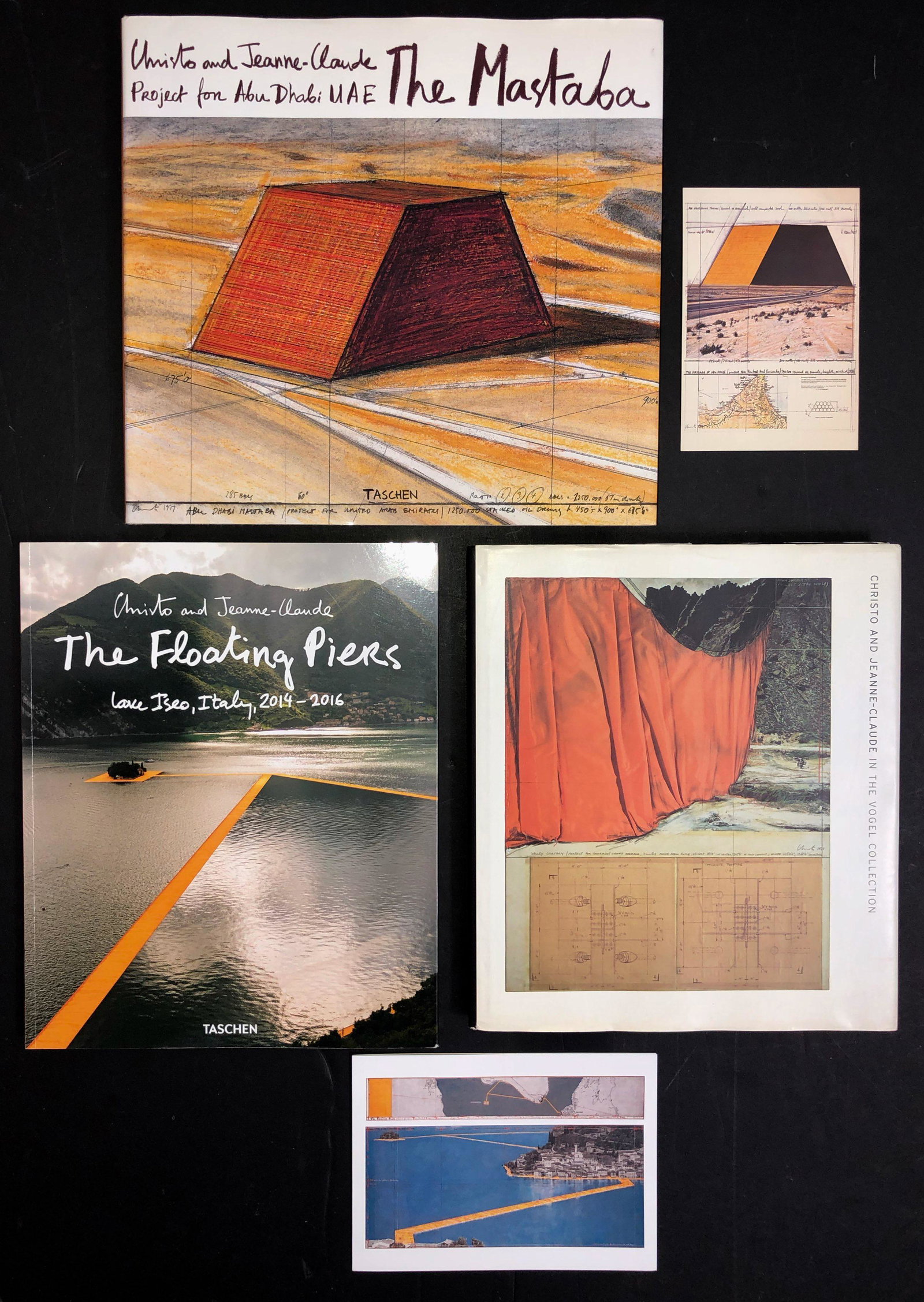 CHRISTO & JEANNE-CLAUDE Signed & Inscribed Books: Installations and Projects of Christo & Jeanne-Claude from Abu Dhabi to Italy. Collection of signed and inscribed book to friends of Christo & Jeanne-Claude. Book: The Mastaba of Abu Dhabi, Project Fo