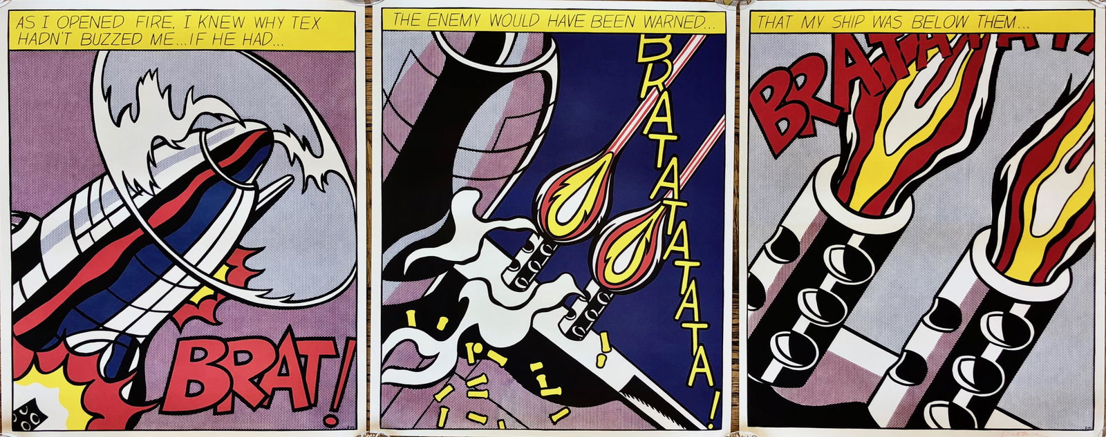 Roy Lichtenstein AS I OPENED FIRE, Triptych, Signed (1 of 9)
