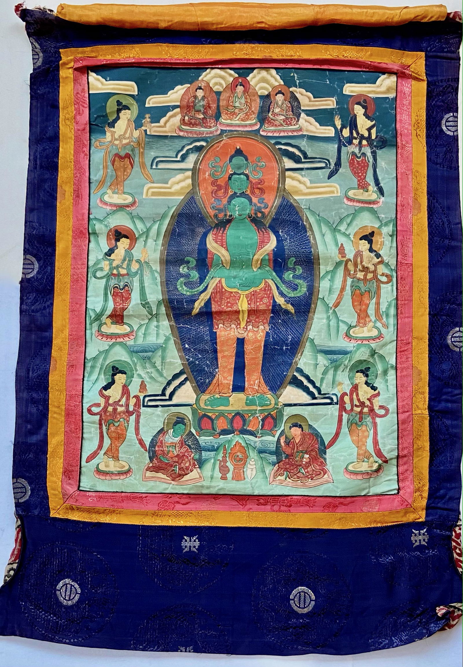 Tibetan Buddhist Thangka Painting w/ Female Deities (1 of 4)