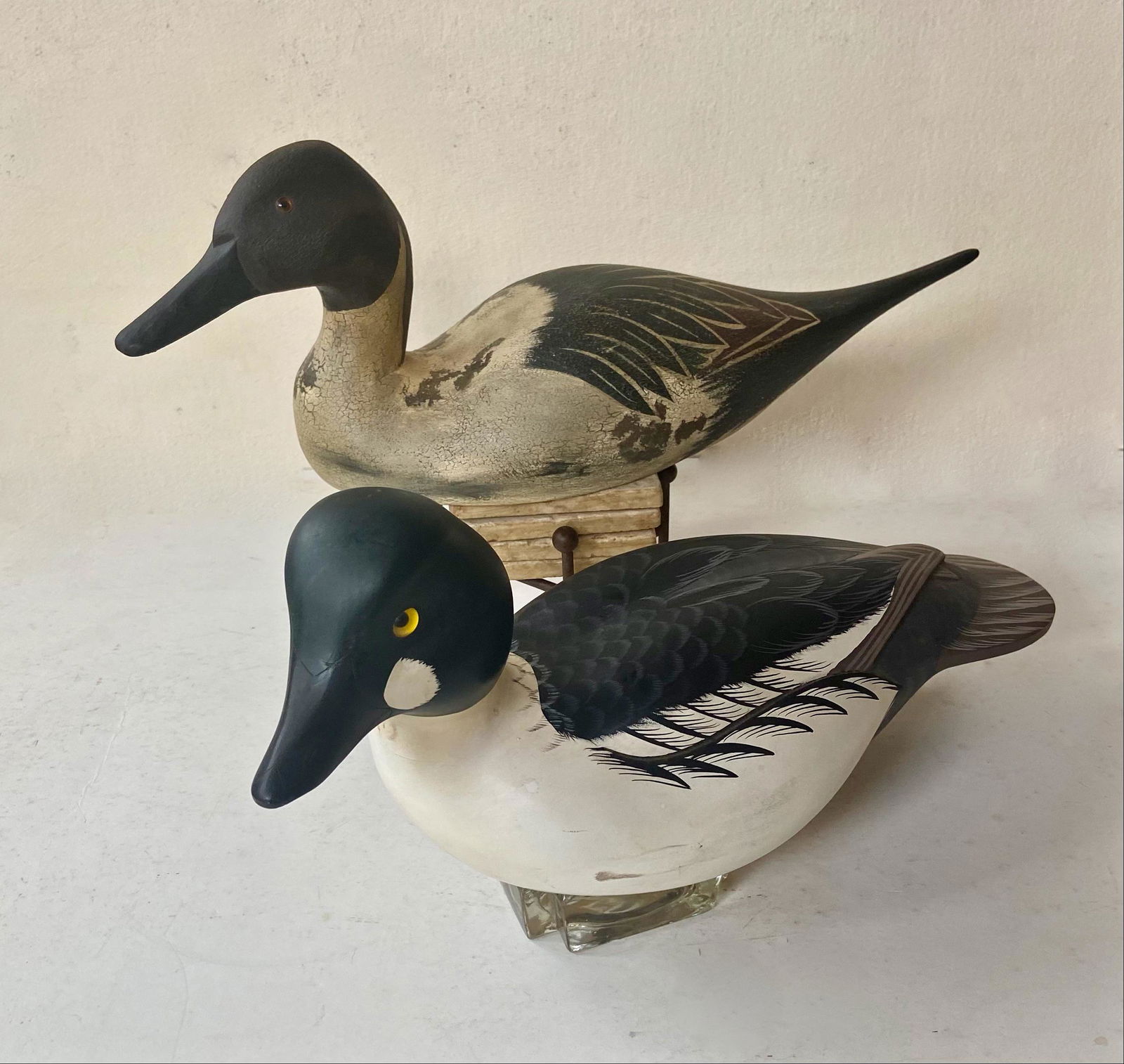Carved Wood Duck Decoys, Signed (2) (1 of 4)
