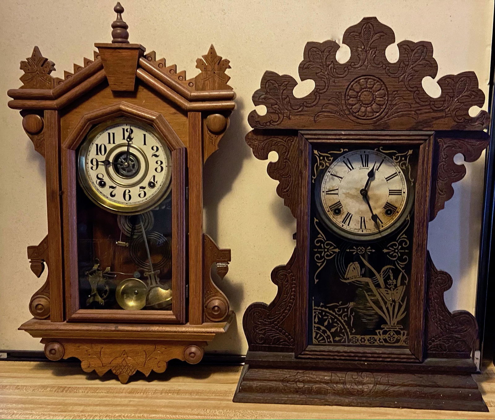 Antique Ornate Wall Clock & Session Mantel Clock (2) (1 of 4)