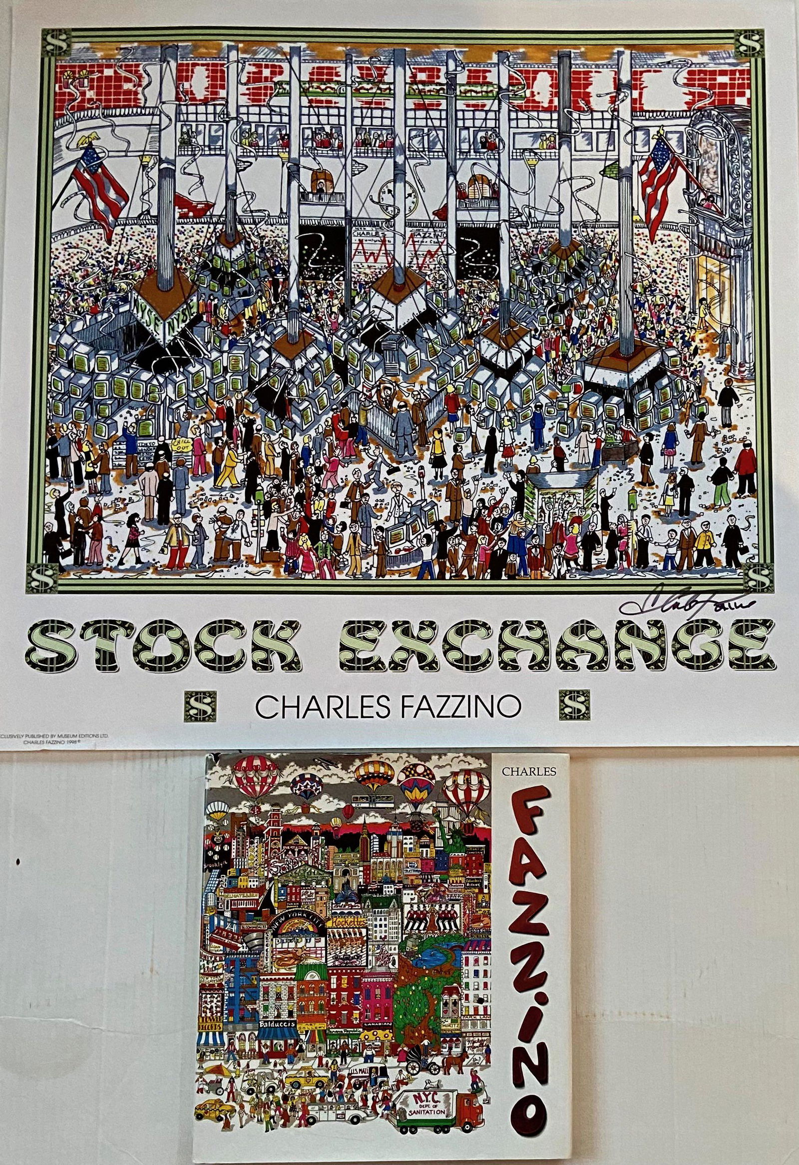 Charles Fazzino STOCK MARKET,  BOOK & DRAWING Signed (1 of 4)