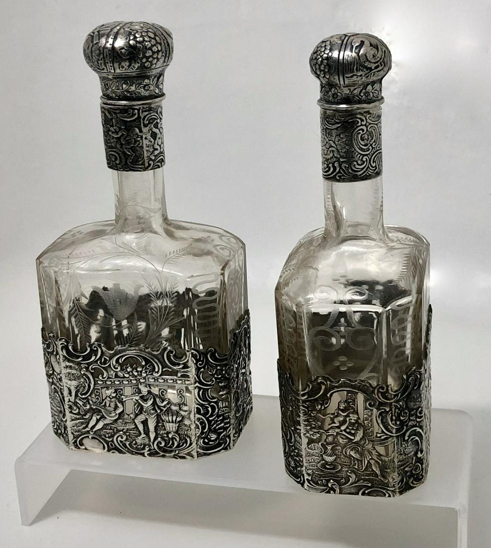 Mauser Mfg Co. NY Sterling Silver Repousse Decanters (1 of 6)