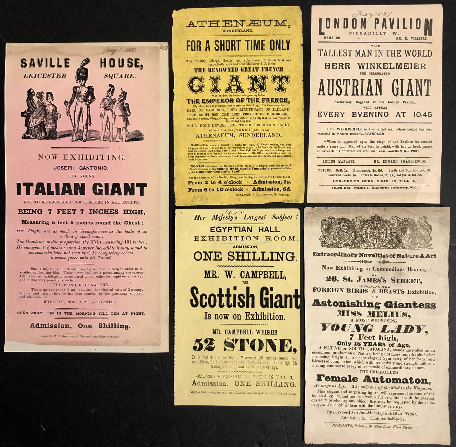British Theater Broadsides Advertising GIANTS 1800s (5) (1 of 4)