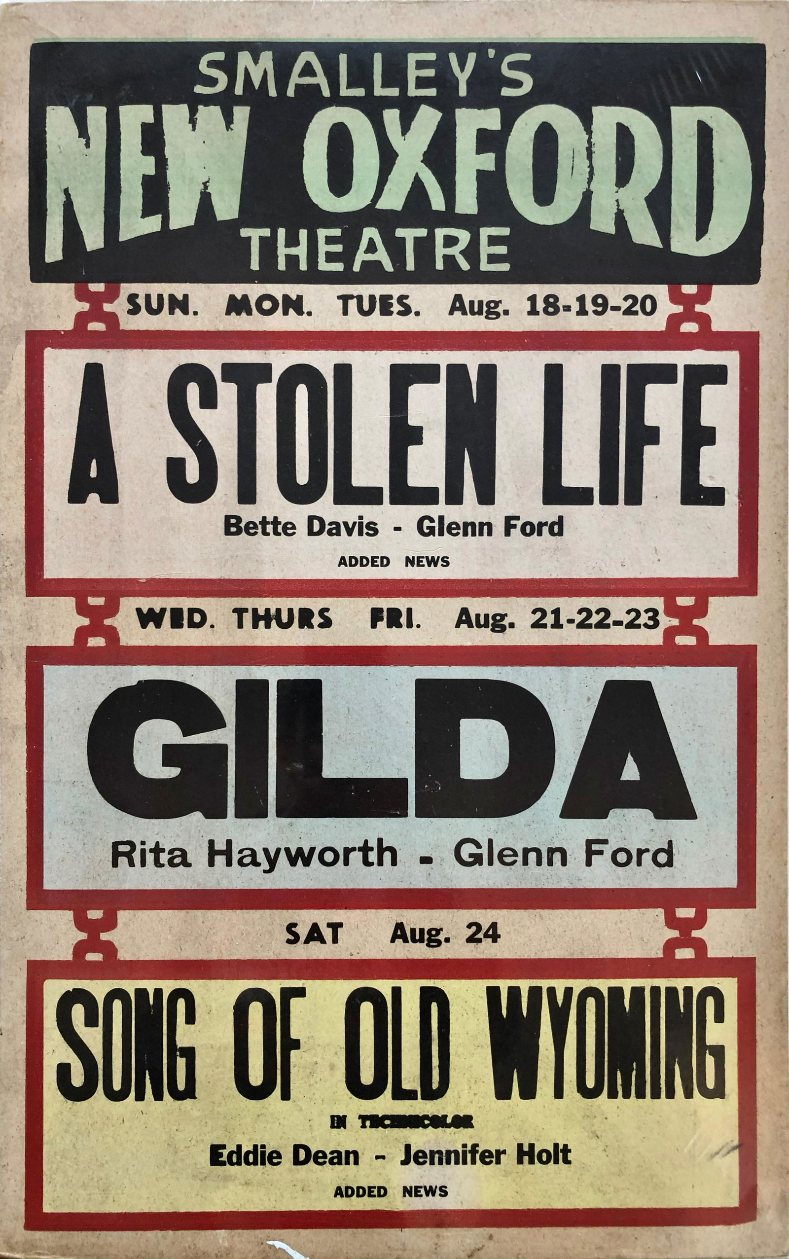 New Oxford Theater RITA HAYWORTH, BETTE DAVIS, FORD (1 of 1)