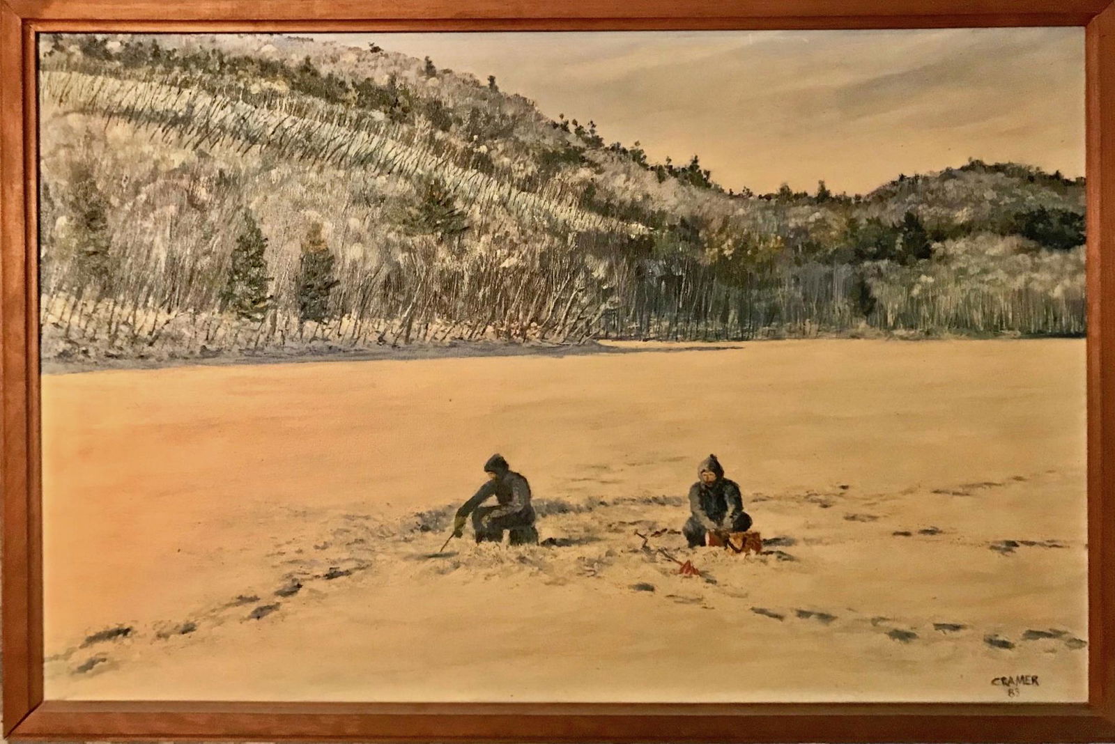N.Y. Hudson Valley Ice Fishing Painting, Jim Cramer (1 of 5)