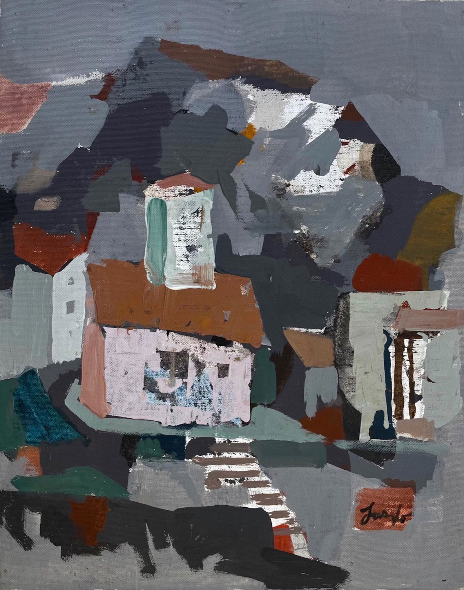 Mid-Century Abstract Landscape Painting, Lazlo (1 of 3)