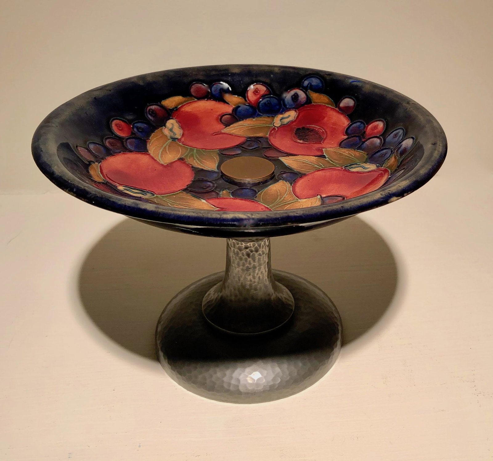 Moorcroft Pomegranate Tudric Pewter Pedestal Dish c.1920 (1 of 6)