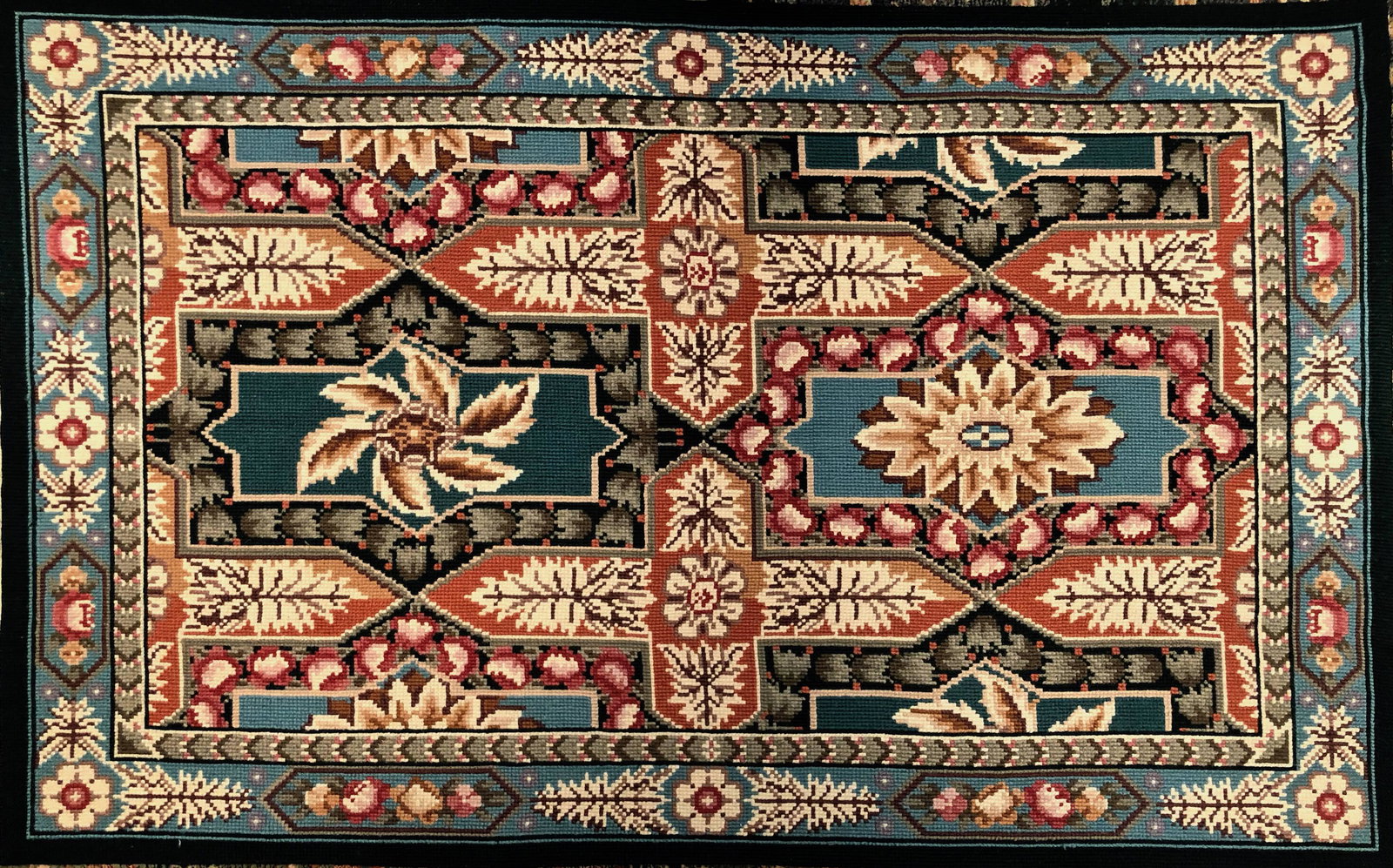 American Hand-Hooked Wool Rug:  5' 10" x  3'  7 1/2" (1 of 4)