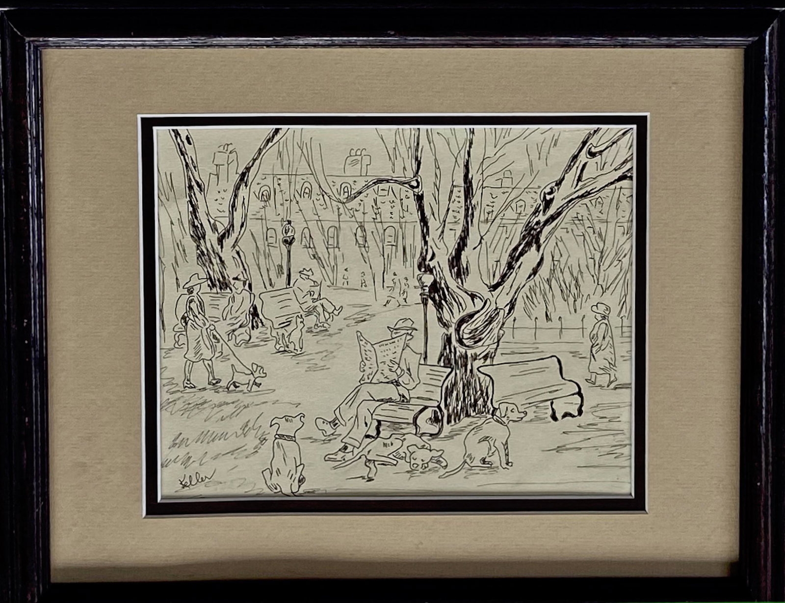 Urban Park Drawing DOGS RULE Keller, 1960s (1 of 3)