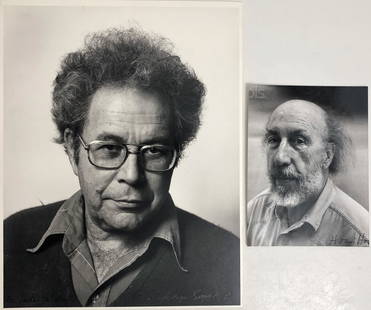 Richard Hamilton & George Segal Original Signed Photographs: Artists Richard Hamilton and George Segal original hand-signed black and white photographs. Sculptor George Segal (American, 1924-2000). Original black and white photograph inscribed in ink: FOR LINDA