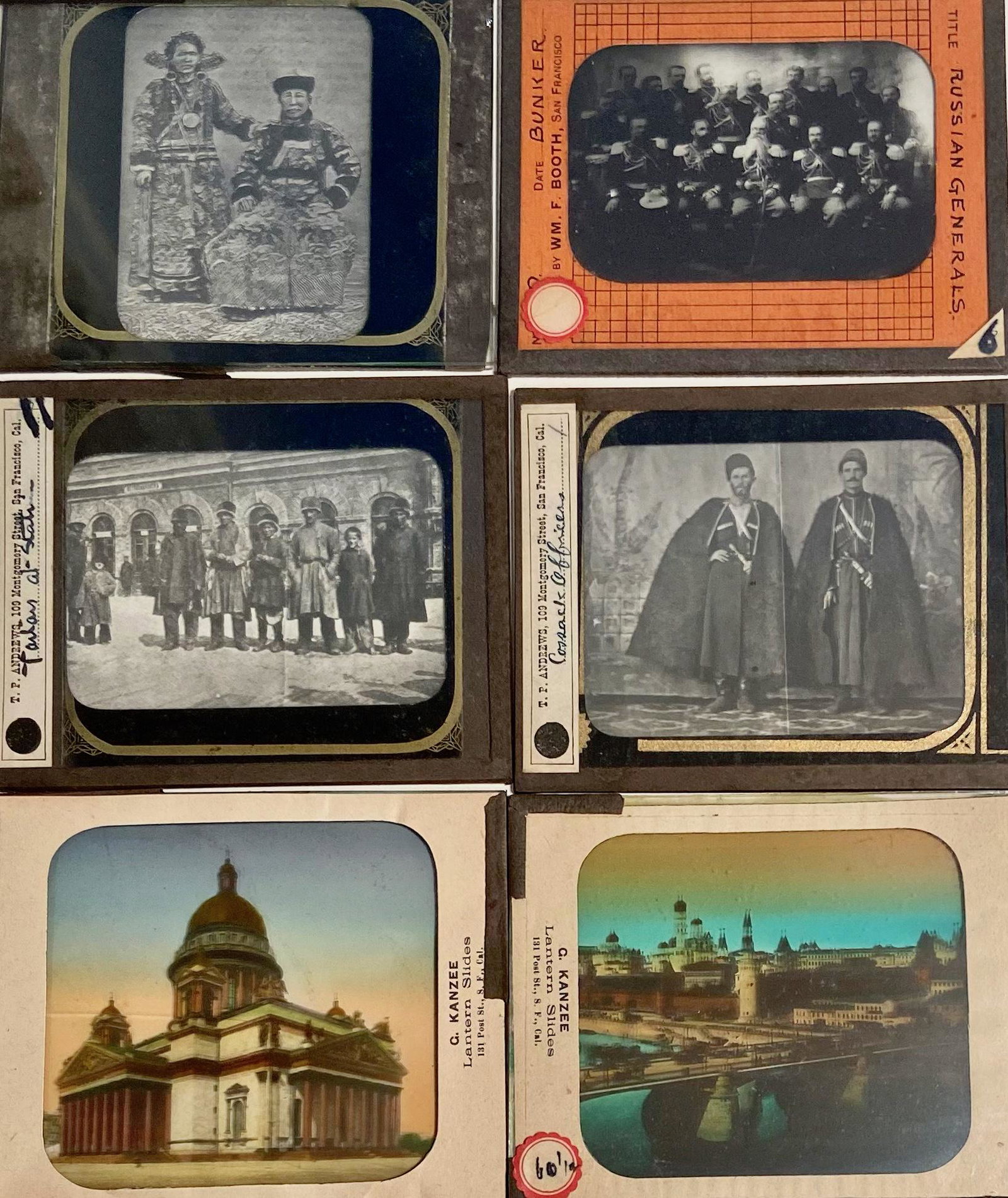 Historic Glimpse Of Siberia Russia, Magic Lantern Glass Slides (50+): 19th century Magic Lantern Glass Slides of Siberia, Russia. Photographers include: William F. Booth (California,1857-1943), G. Kanarese and T.F. Andrews. Majority are dated 1898, names of photographer