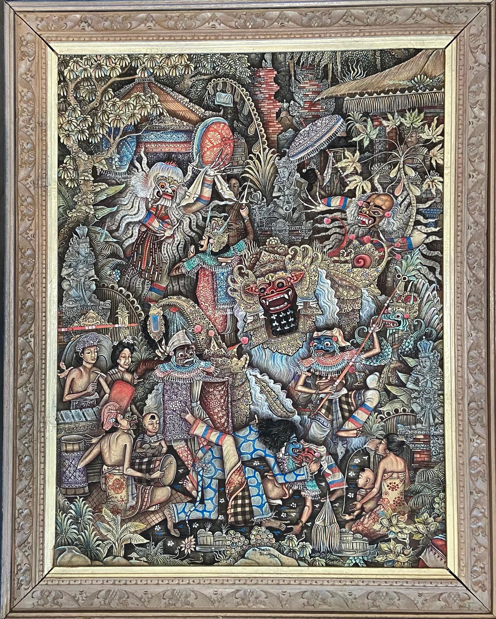 Ubud Balinese Calon Arang Dance Painting, Wy.  BeWa 1960s (1 of 4)