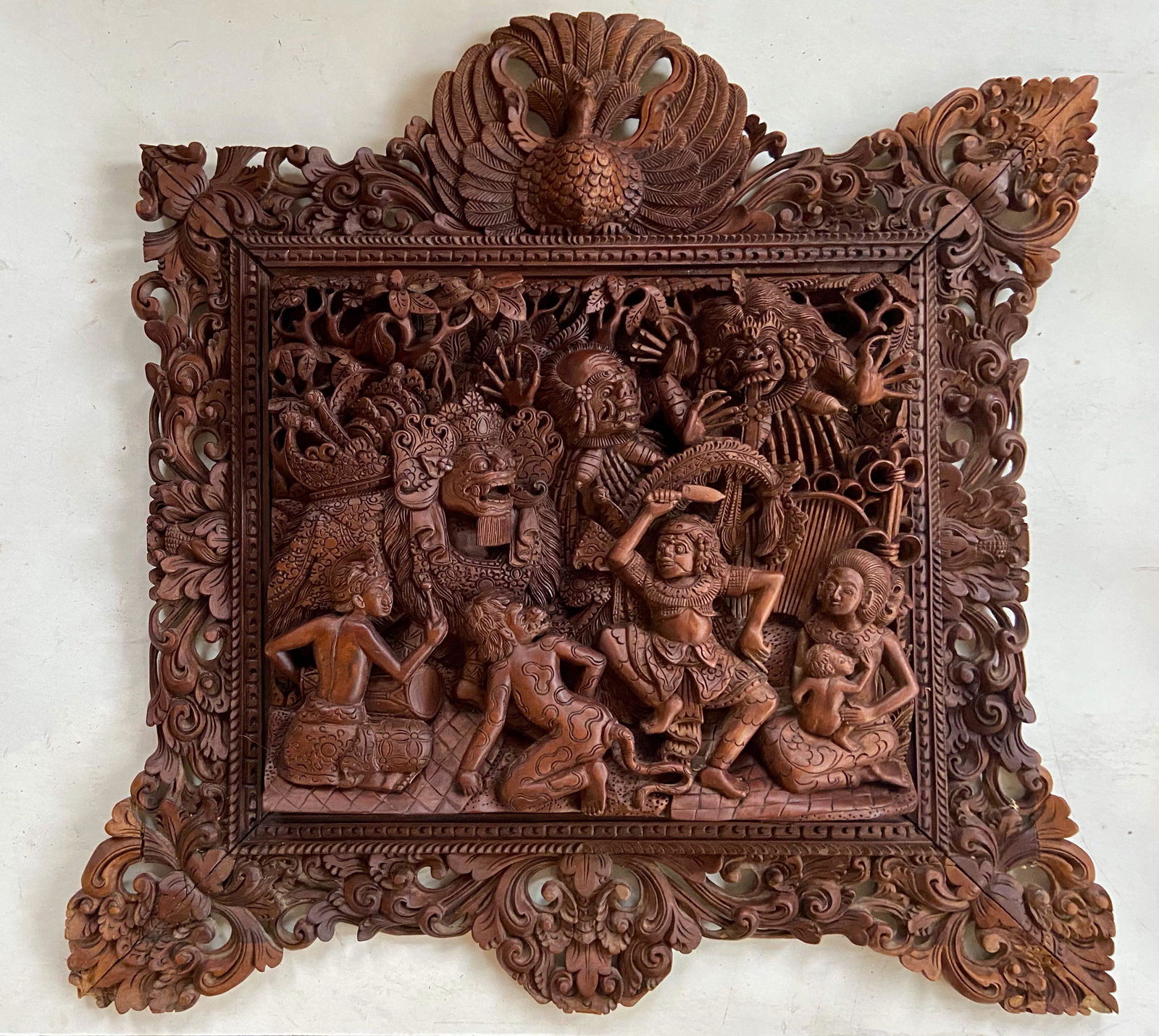 Antique Ramayana Epic Carved Wood Relief Panel, Bali, Indonesia (1 of 6)