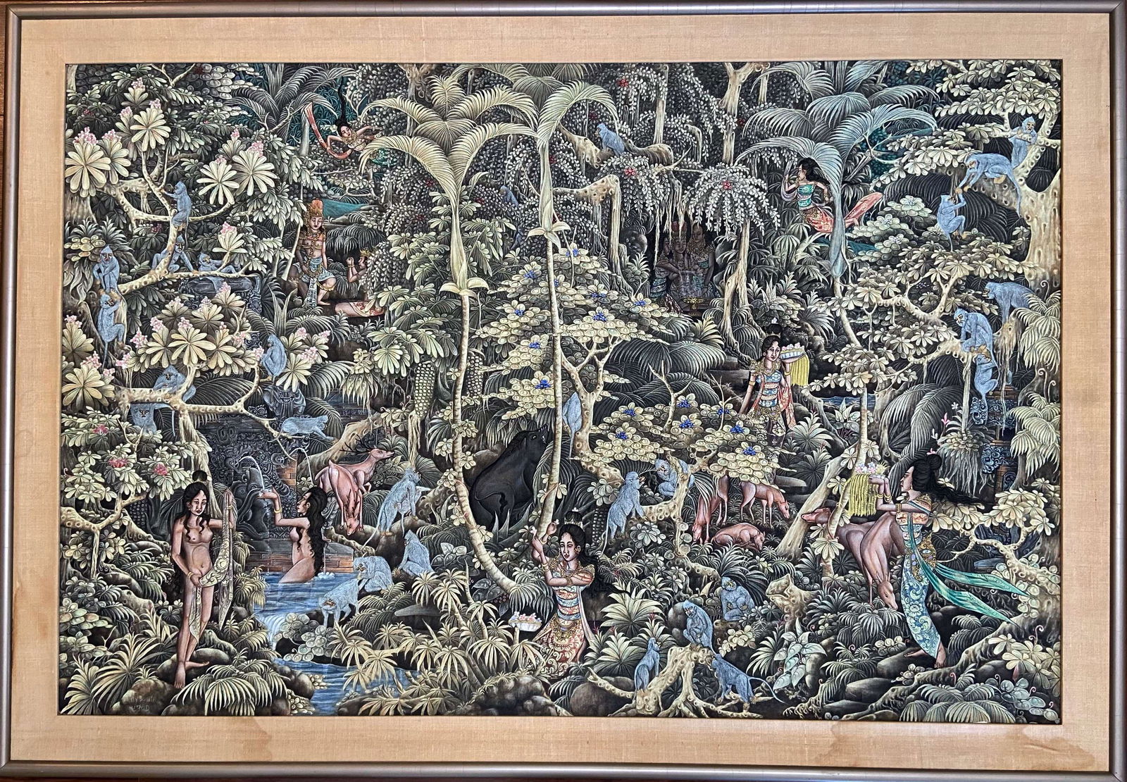 Sacred Ubud Monkey Forest Painting,  Bali,  Indonesia, NY Sugita 1960s (1 of 5)