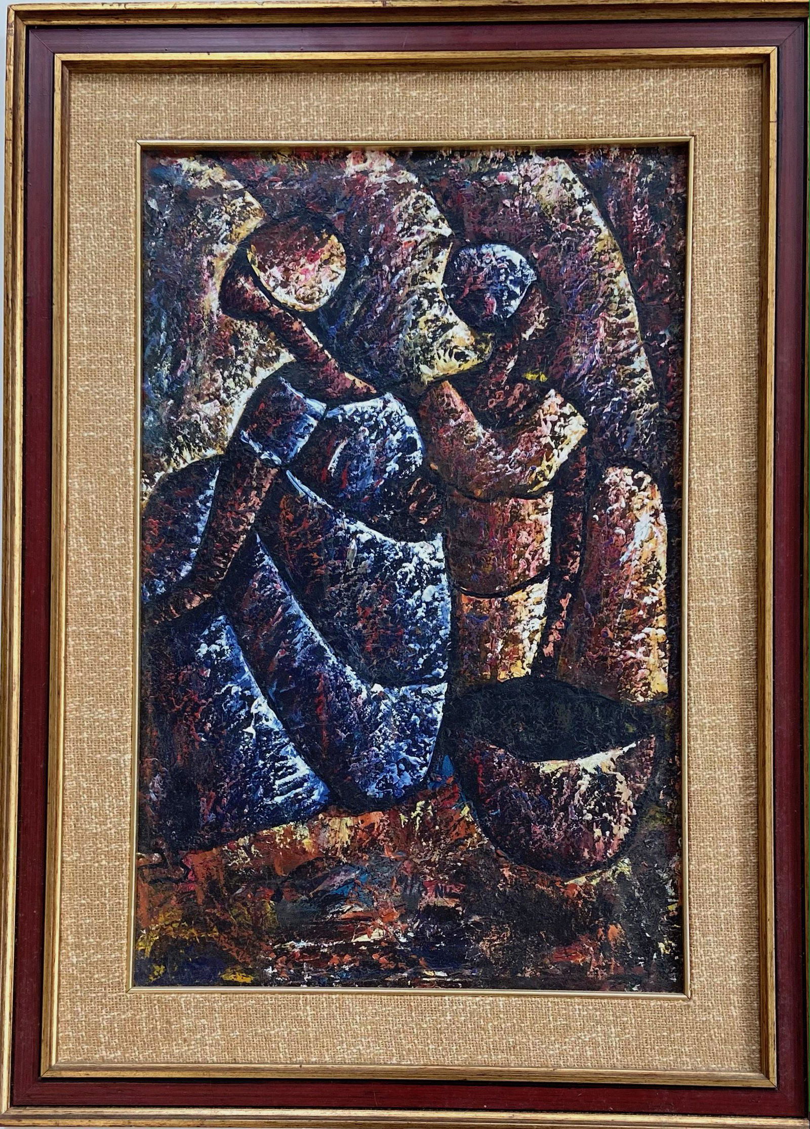 Mid-Century  Abstract Haitian Figural Painting, Signed (1 of 3)