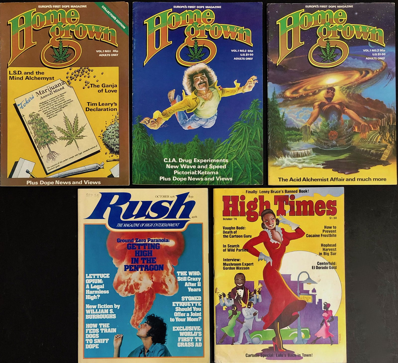 Europe's Counter Culture Drug Magazines HOMEGROWN, HIGH TIMES & RUSH (1 of 6)