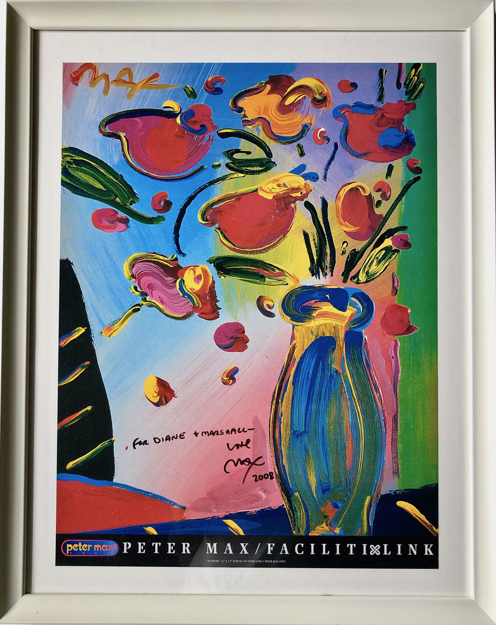 Peter Max Personally Inscribed Pop Art Poster  FLOWERS 2008 (1 of 4)