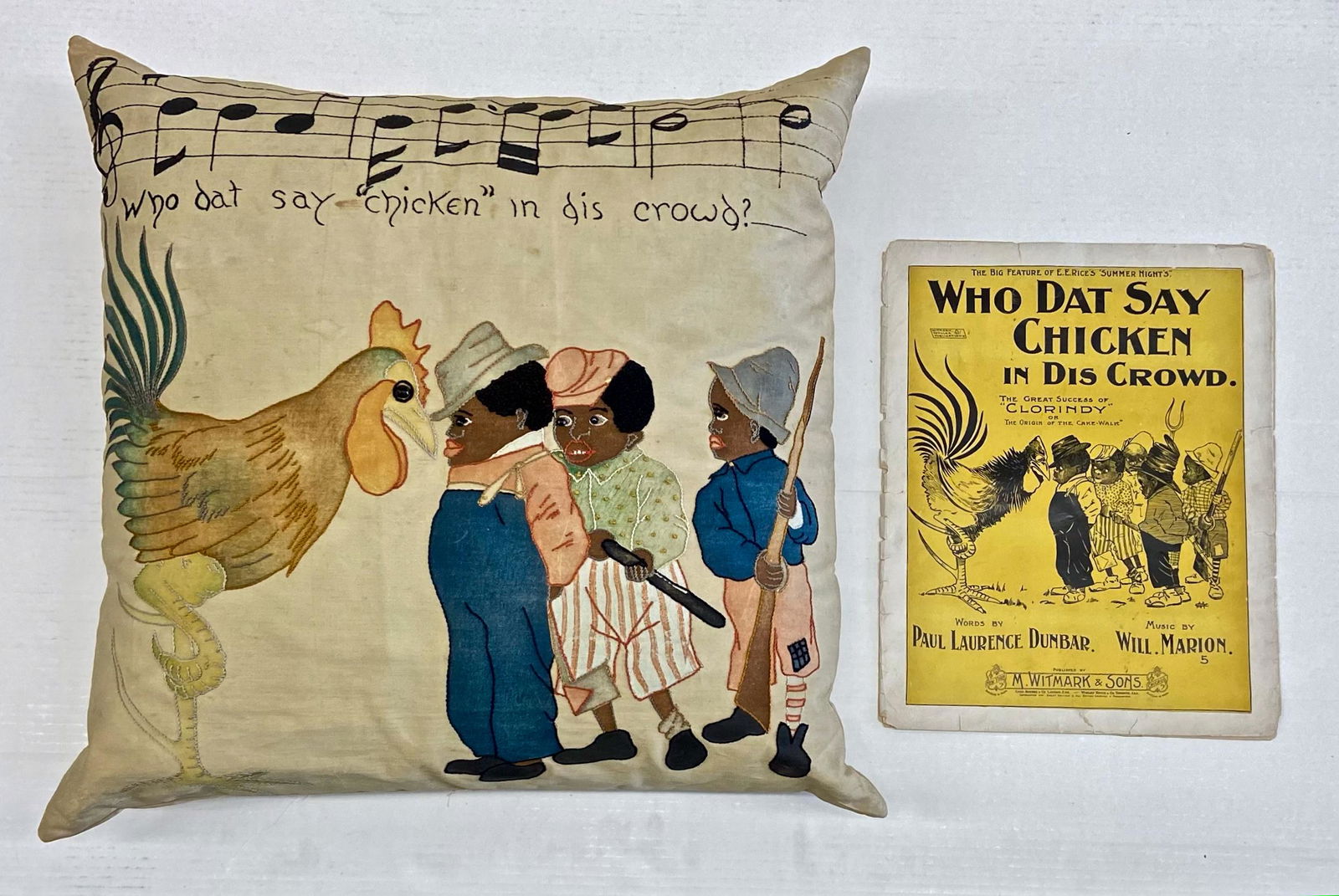 WHO DAT SAY CHICKEN IN DIS CROWD 1898 W/ Embroidered Pillow (1 of 4)
