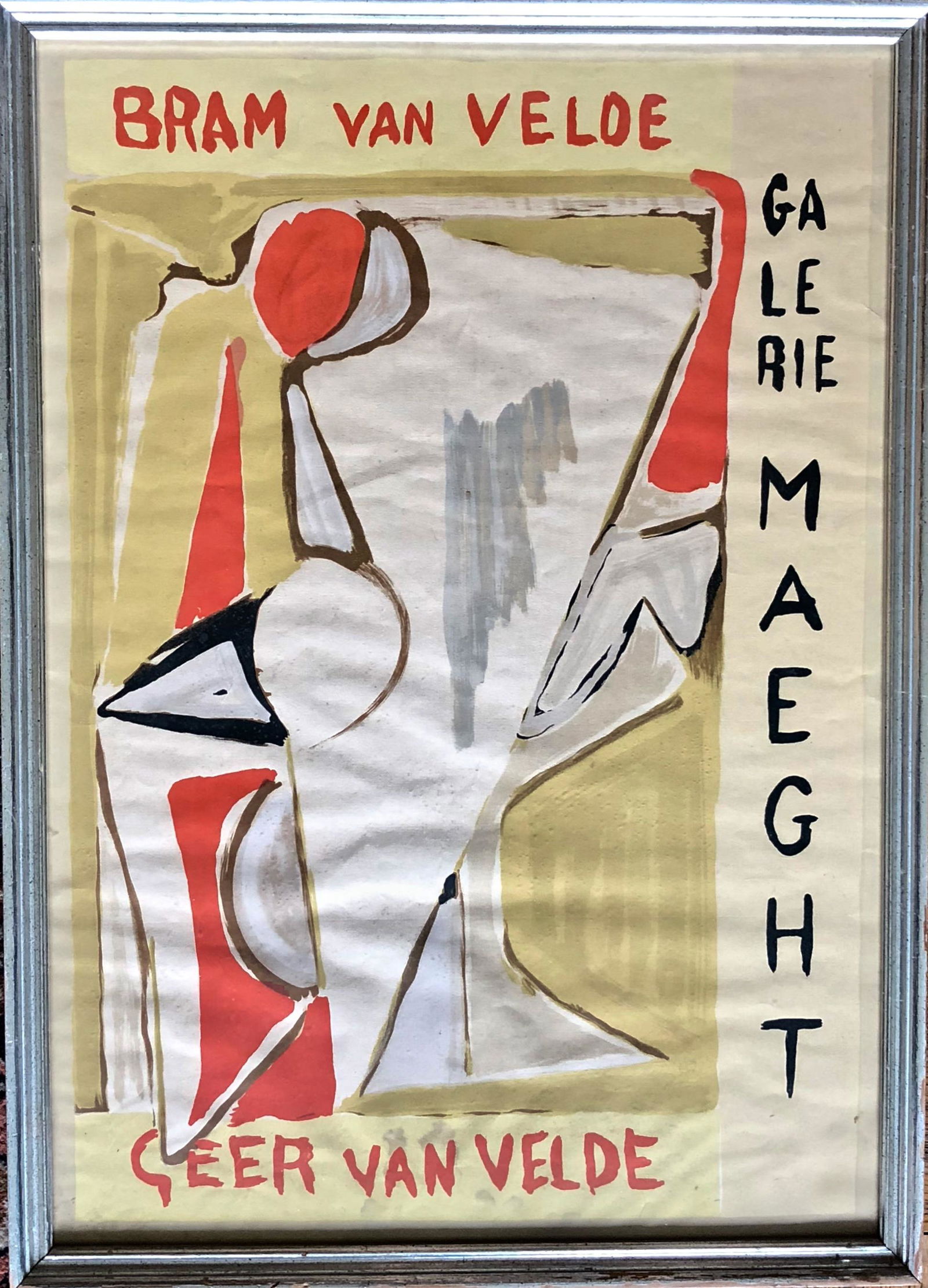 BRAM VAN VELDE GALERIE MAEGHT, PARIS, 1948: Bram Van Velde (Dutch, 1895-1981). Paris, Mourlot Studios lithograph by artist, BRAM VAN VELDE, 1948. Limited edition of 500 documented in the Oeuvre Catalog. Dimensions: framed: 23 1/2 in. x 17 in.,