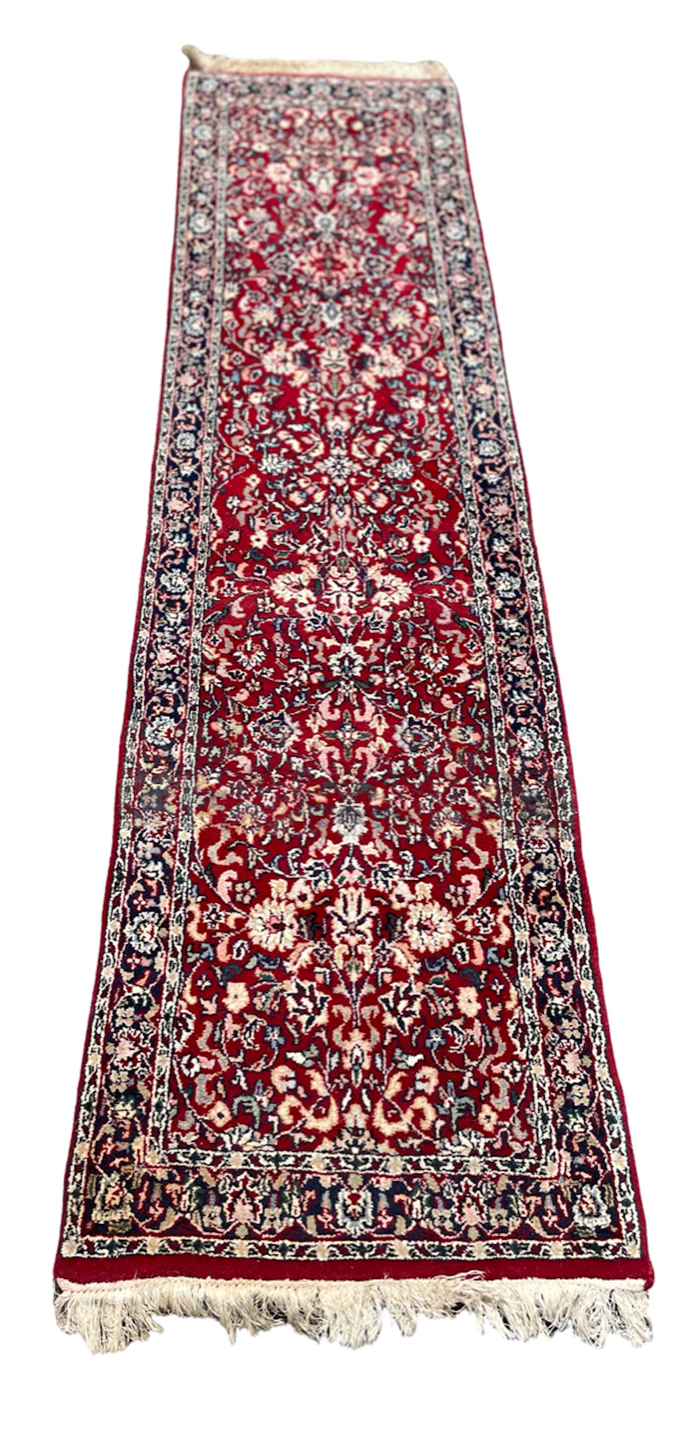 Semi-Antique Wool Runner Rug, 8' x 8' 6".: Estate semi-antique hand-woven wool runner rug. Designed throughout. Condition: Good original pre-owned estate condition, no repairs noted. Provenance: private estate. Dimensions: 2 ft. (24 in.) x 8 f
