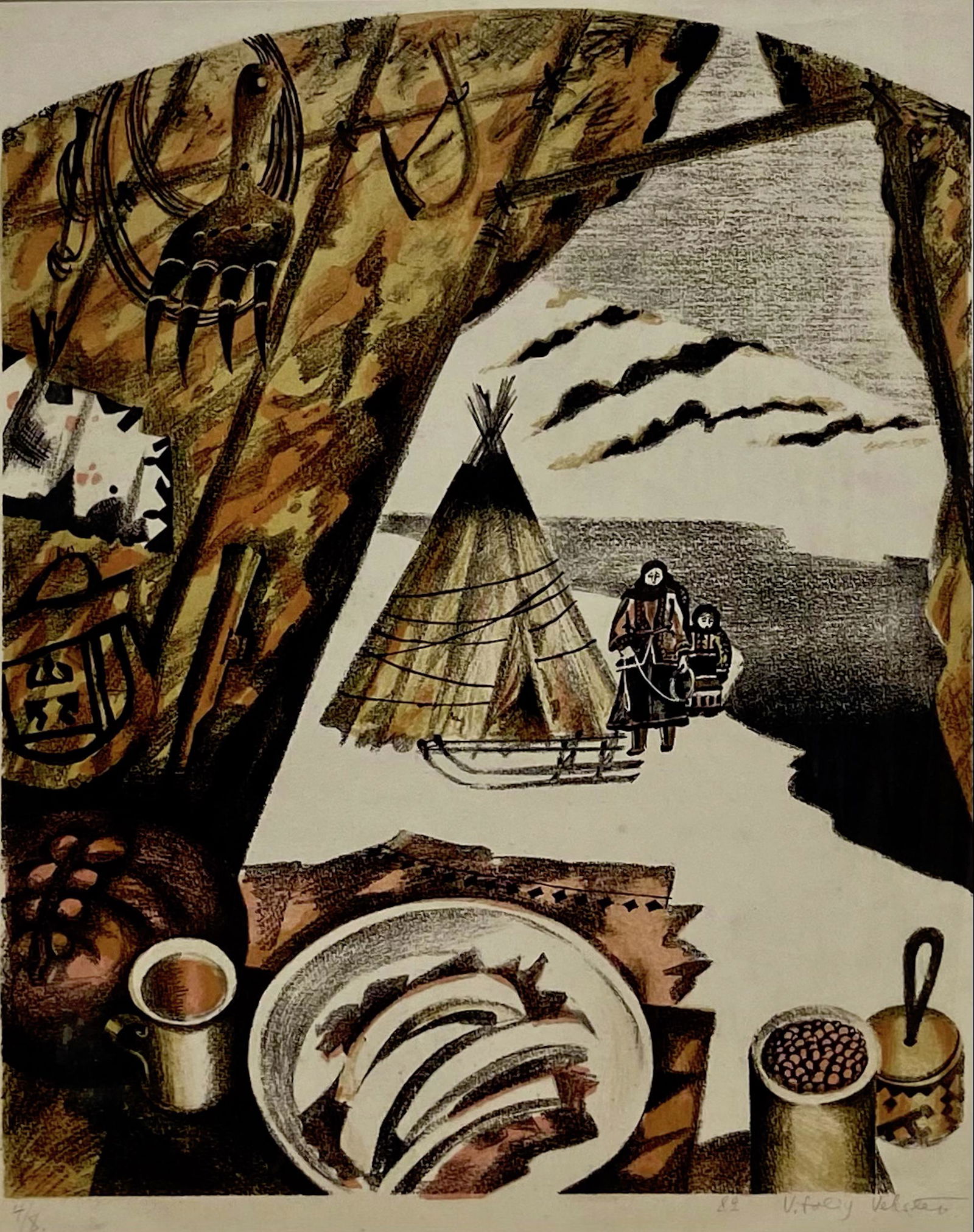 Inuit Family In The Arctic, Signed By The Artist (1 of 4)