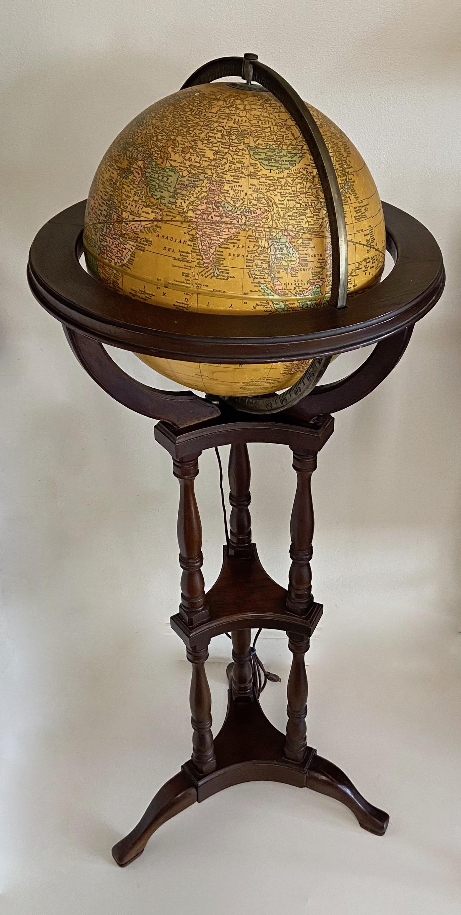 Butler George Cram Co. Terrestrial Illuminated Floor Globe (1 of 4)