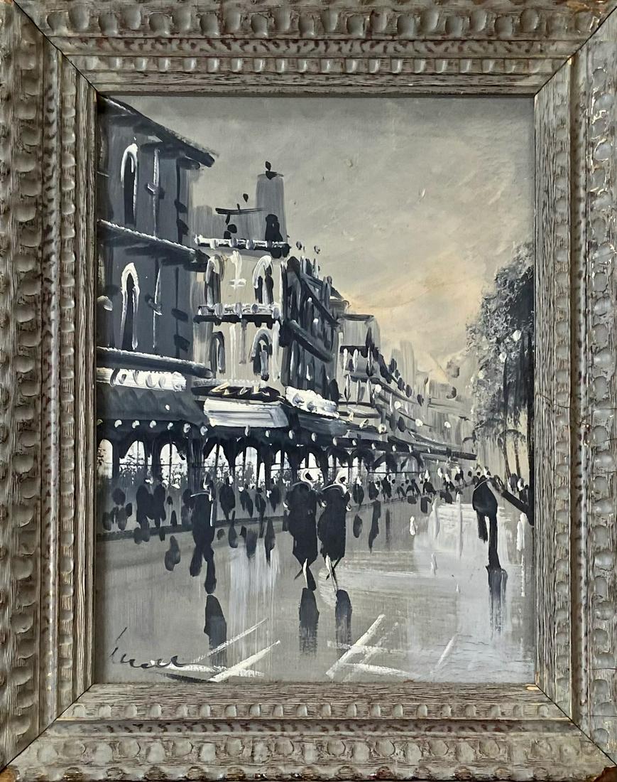 Mid-Century Parisian Street Scene Oil Painting, Signed (1 of 3)