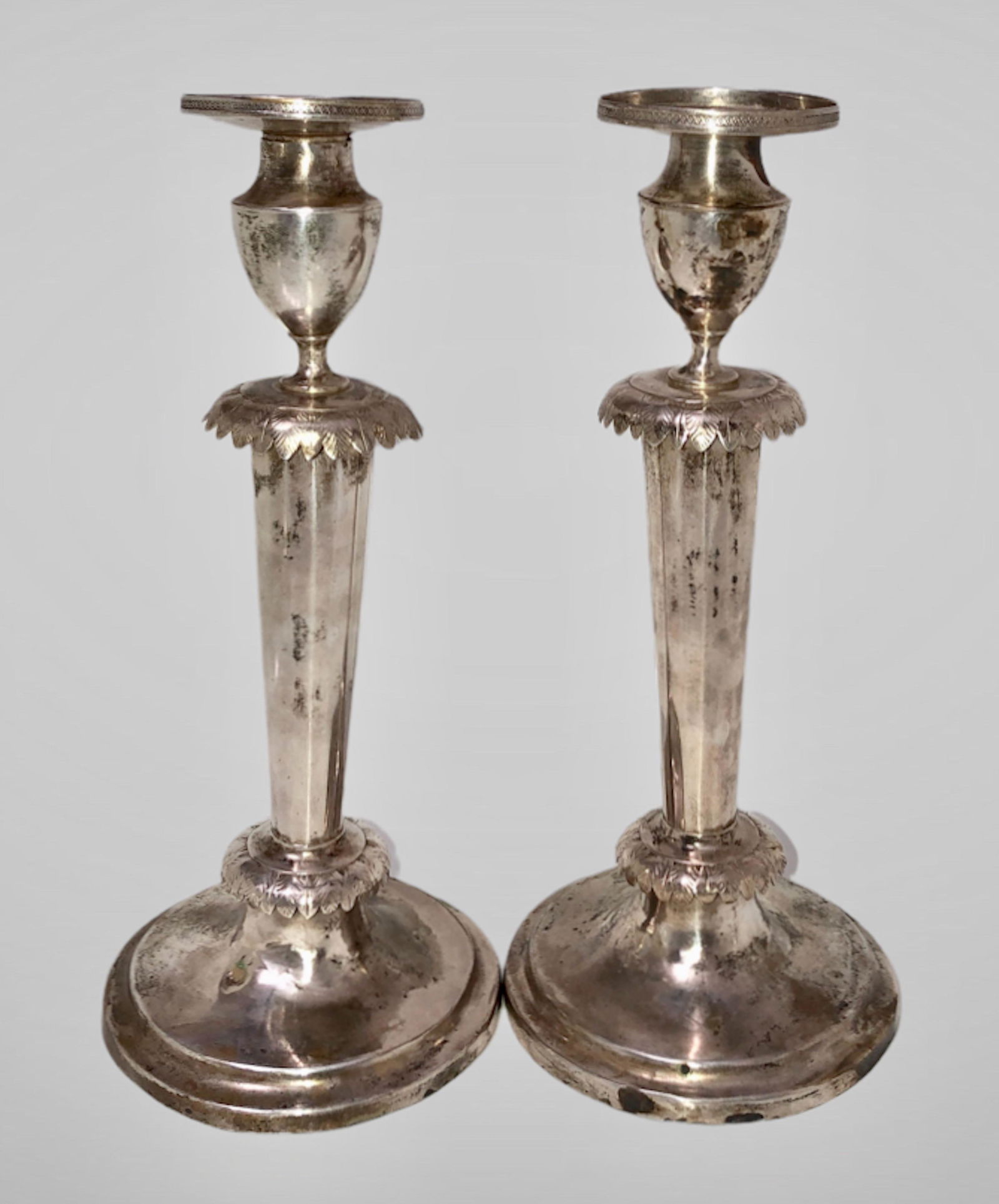 Judaica 19th Century  Silver Candle Holders, Poland (1 of 5)