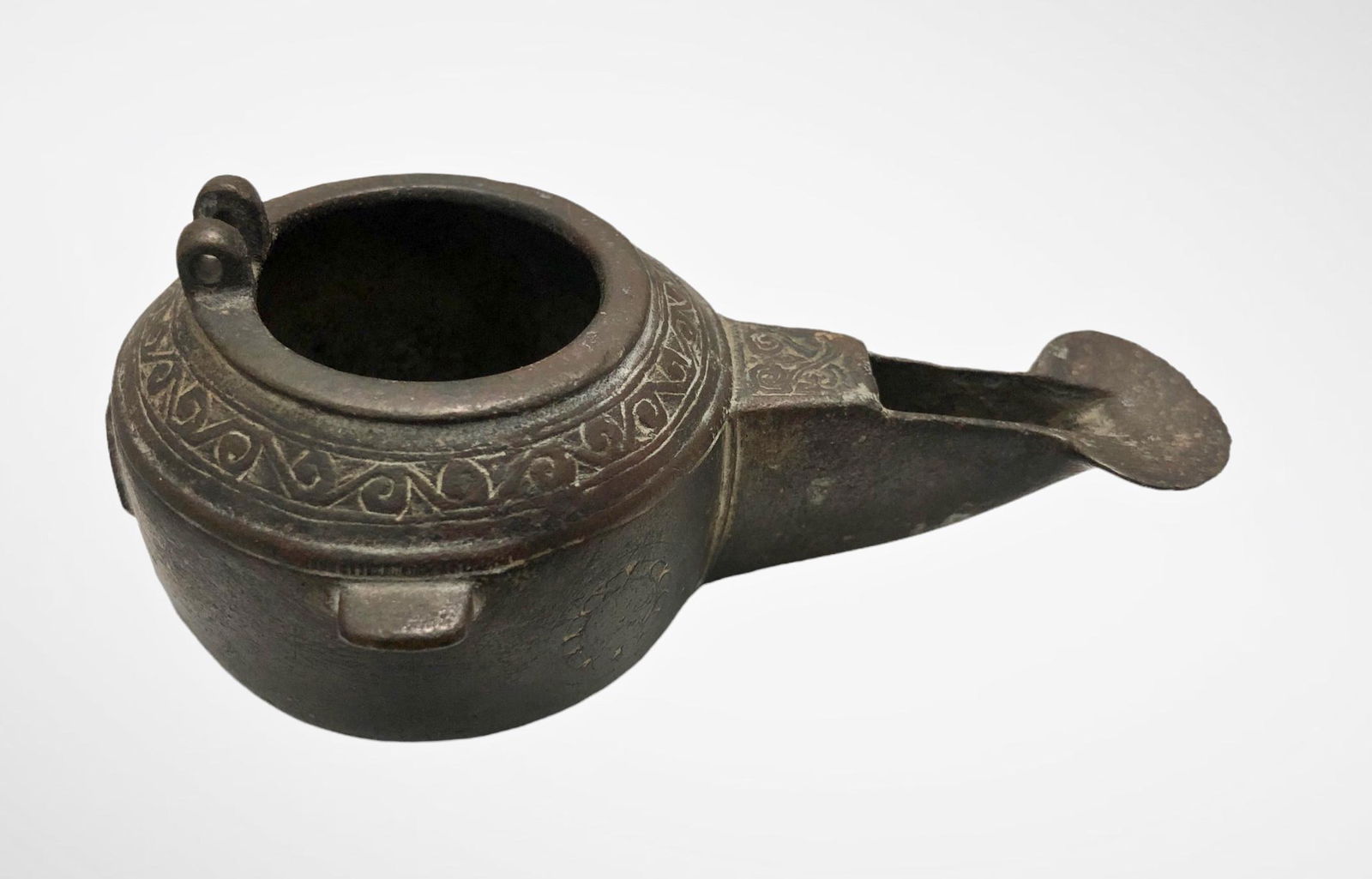 Islamic Period Bronze Oil Lamp 7th-13th C.E. W/ COA (1 of 6)