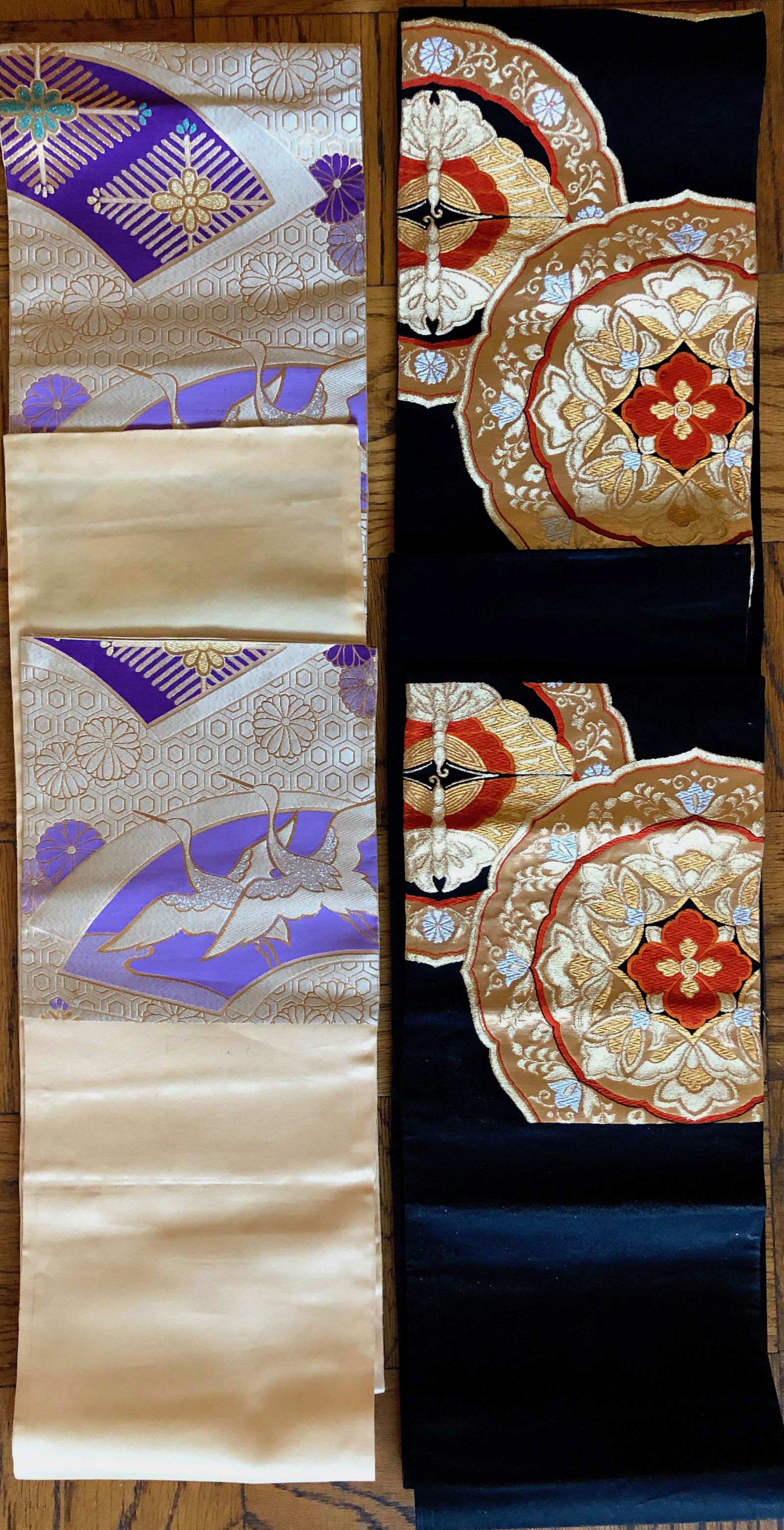 Japanese Silk Embroidered Brocade Obi Panels  13ft x  12in. (1 of 3)