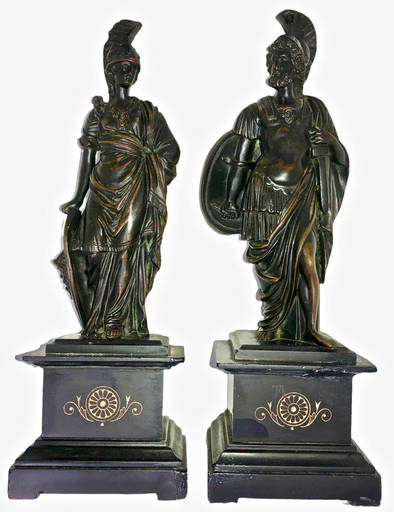 Pair of Italian Bronze Figures of Mars & Minerva by Bartoli Pair of Italian Bronze Figures of Mars & Minerva by Bartoli