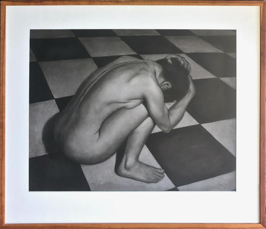 Nancy Depew (American, b.1955) Untitled Nude, 1989: American Realist Figural Nude Charcoal Drawing, Signed By The Artist, Nancy Depew. Signed and dated on verso: NANCY L. DEPEW. UNTITLED. CHARCOAL. COMPLETED 1989. Ink Signed N.L. Depew (view photo). Ch