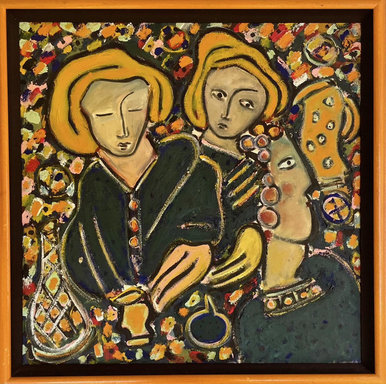 Claude A. Simard (Quebec City, Canada 1943-2013) WASHINGTON, 1984: WASHINGTON. Claude Simard figural painting, signed, titled and dated by the artist. WASHINGTON Claude Simard, 1984 (view verso). Acrylic on canvas. Dimensions: framed: 46 1/2 in. X 46 1/2 in., canvas: