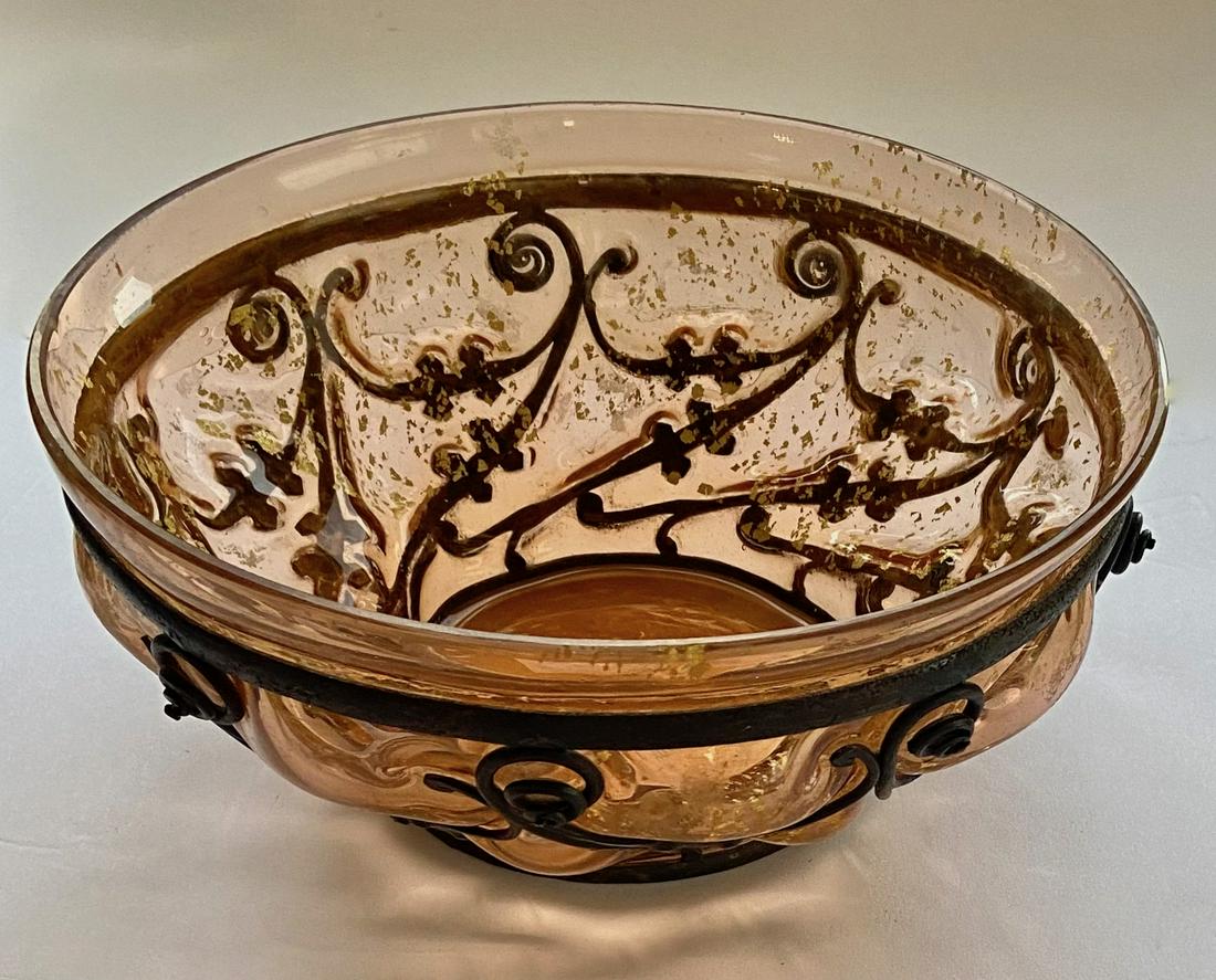 Nancy Daum & Louis Majorelle Bowl W/ Iron Mountings,  France 1920s (1 of 6)