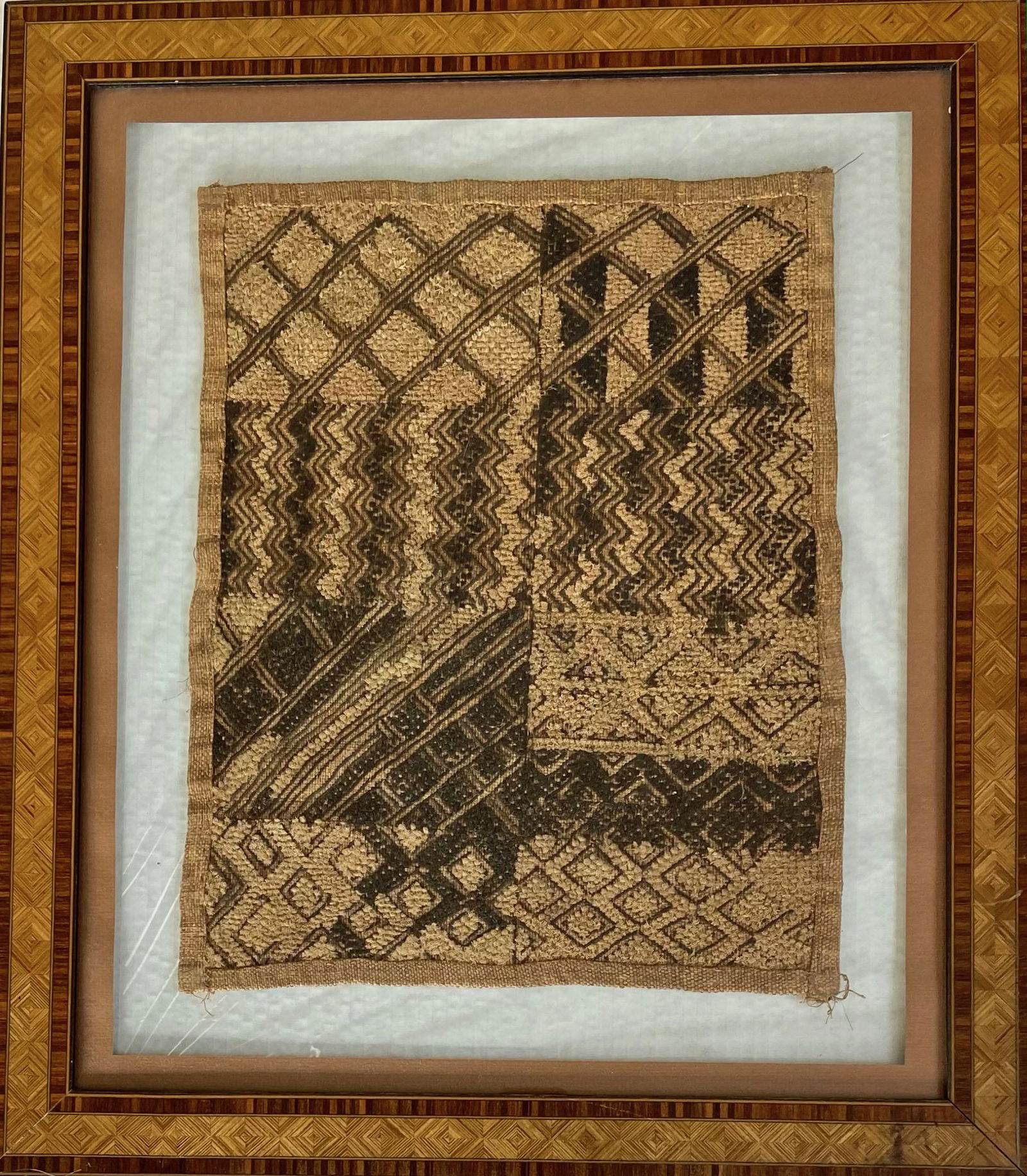 Congolese Kuba Framed Hand-Woven Panel Textile (1 of 5)