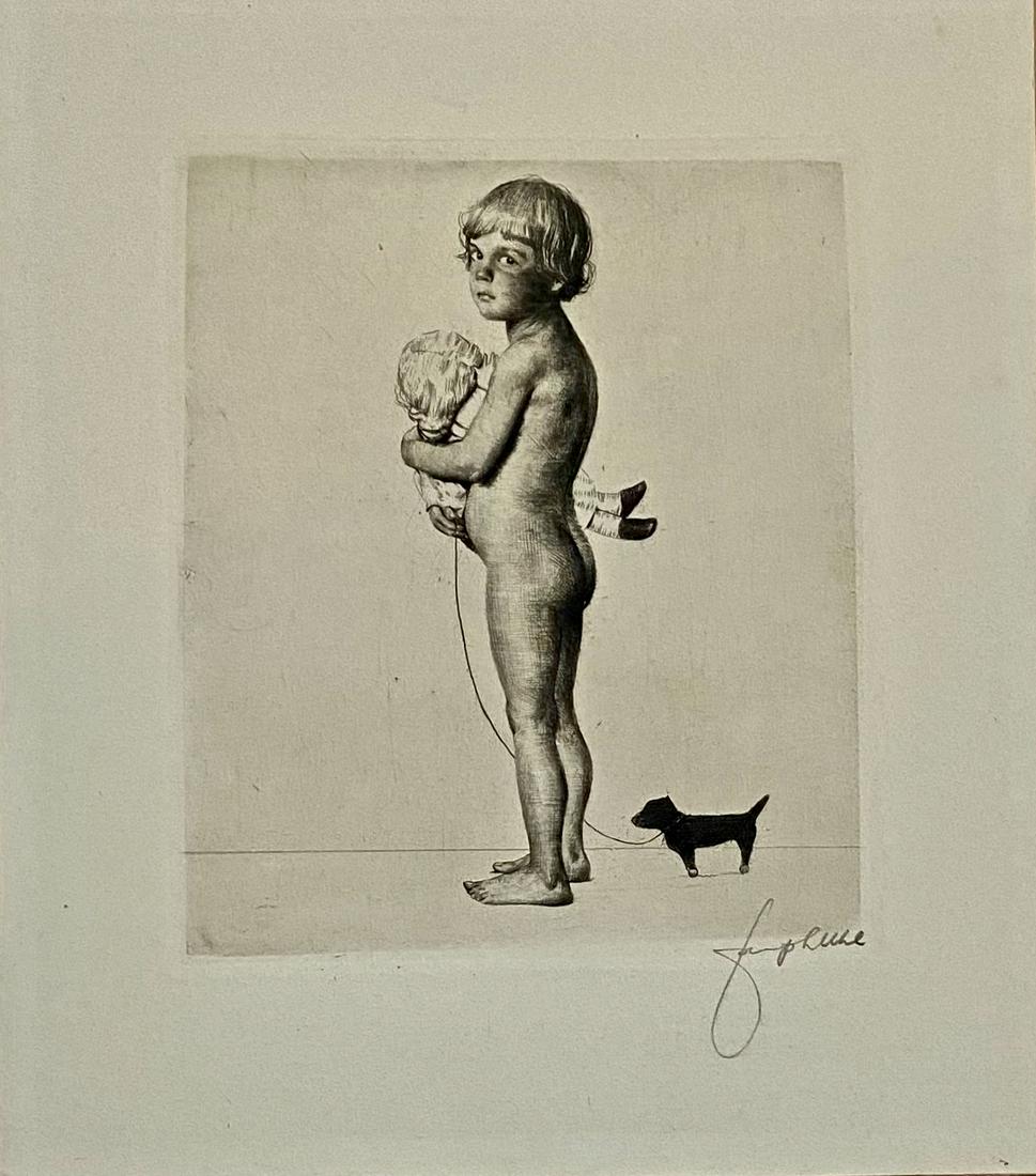 Joseph Uhl (German, American, 1877-1945) A Boy With His Toys (1 of 3)