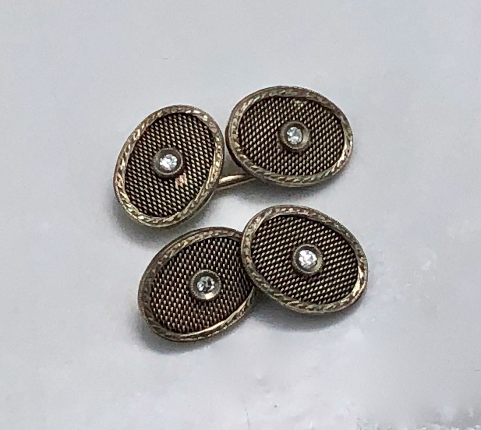 Art Deco 14k White Gold Diamond Gem Set Cufflinks (1 of 4)