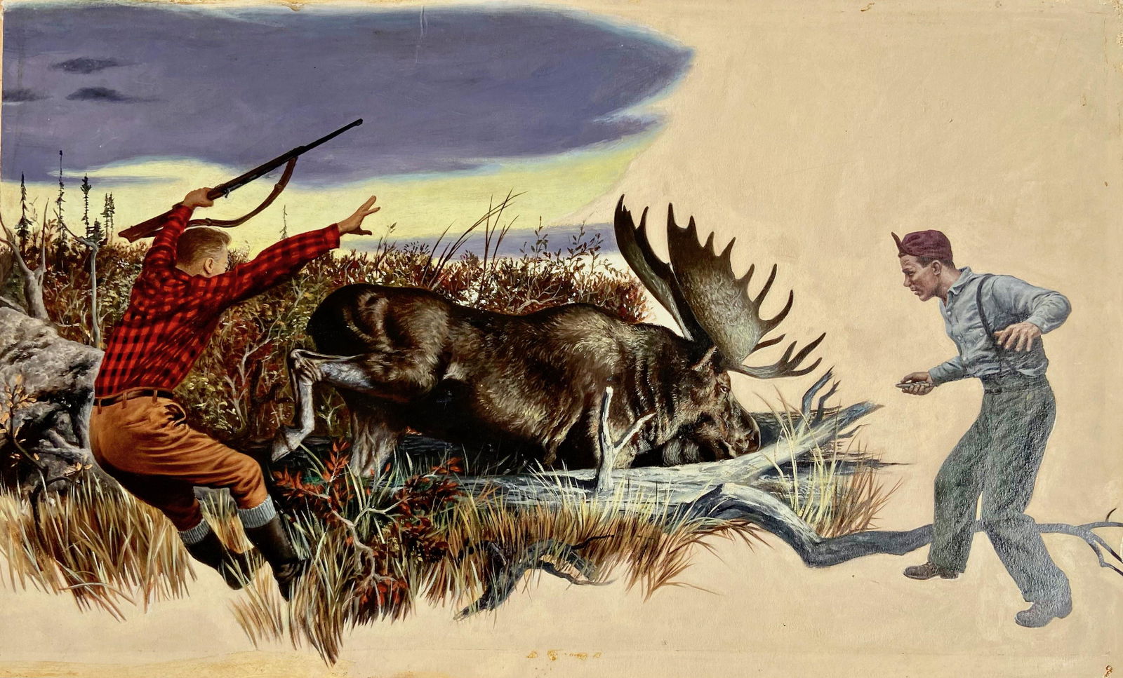 Original Pulp Adventure Magazine Illustration Painting, R. Doares,  Feb. 1951 (1 of 4)