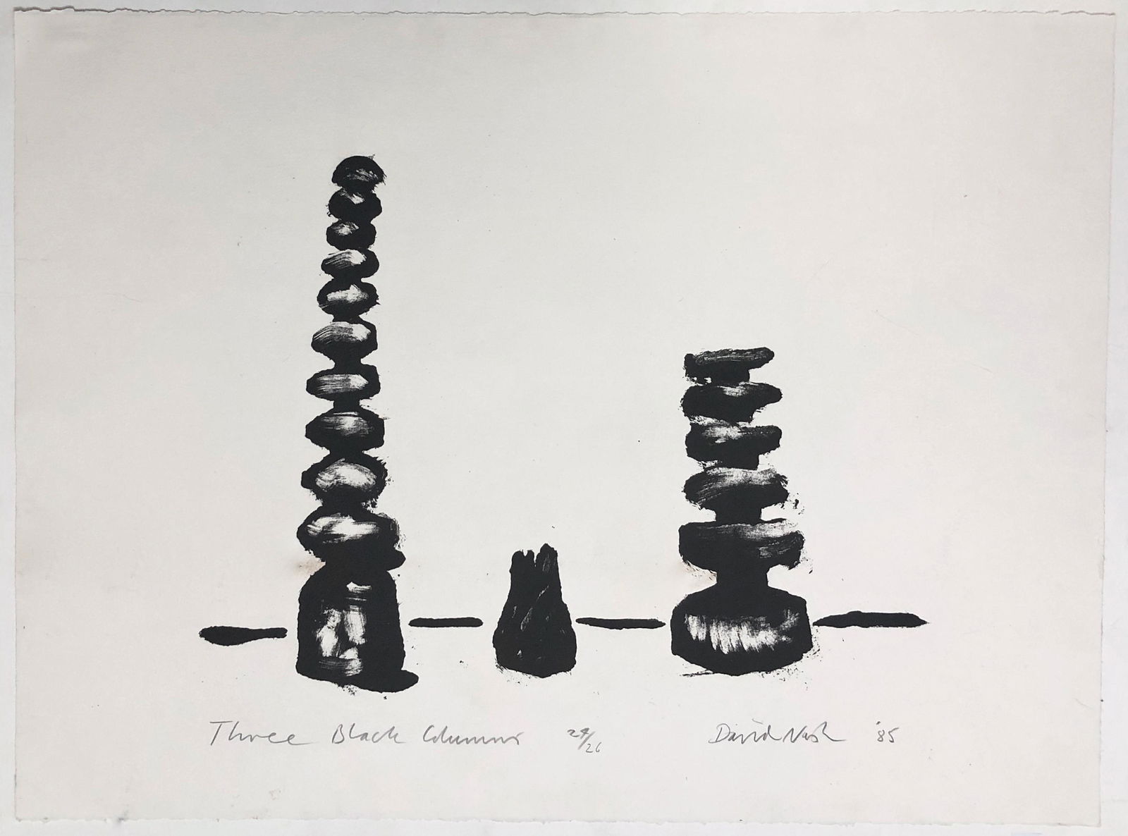 David Nash (England, b. 1945)  THREE BLACK COLUMNS 1985 (1 of 4)