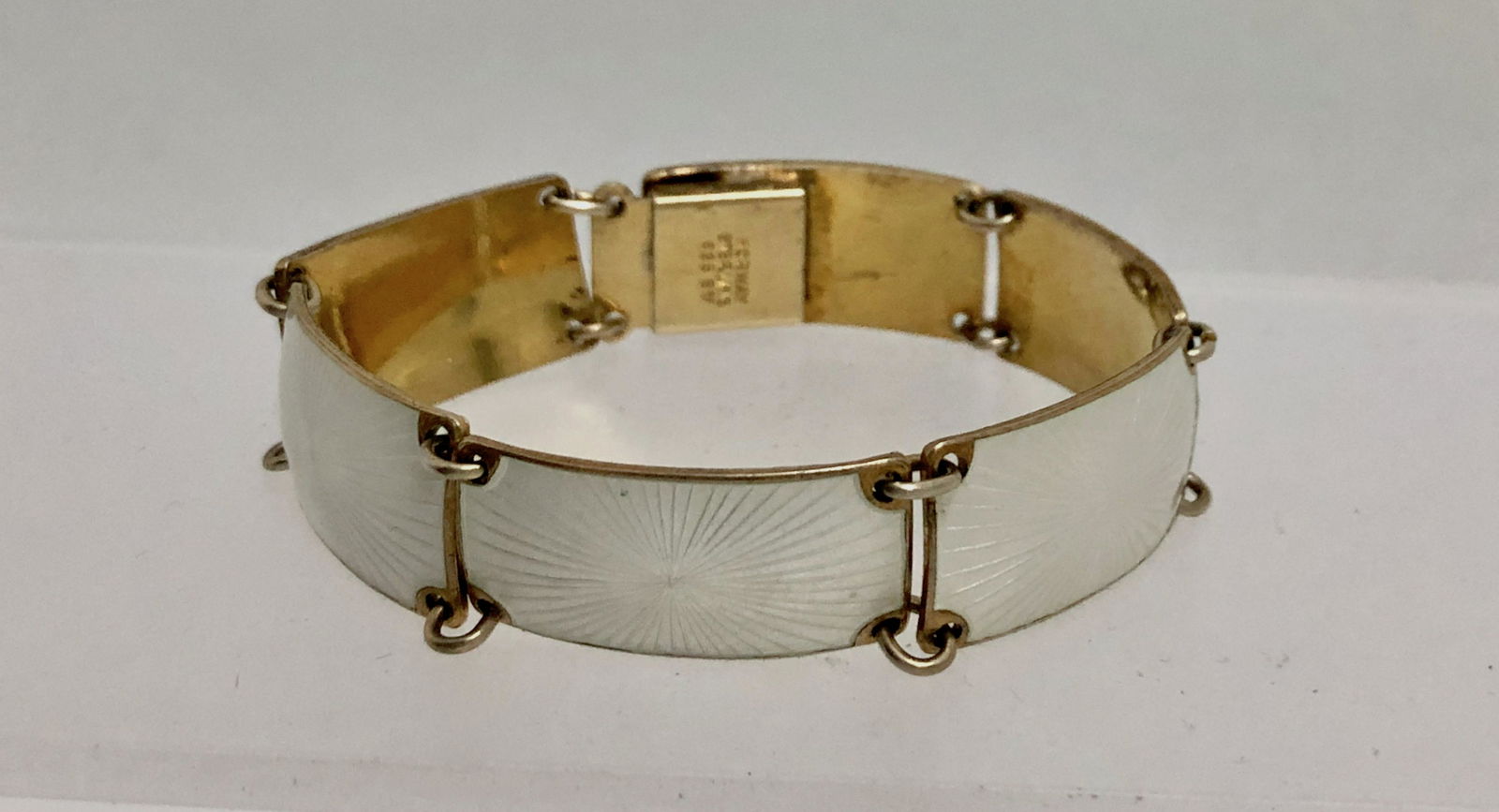 David Andersen Sterling Tone White Guilloche Enamel Bracelet, Norway (1 of 6)