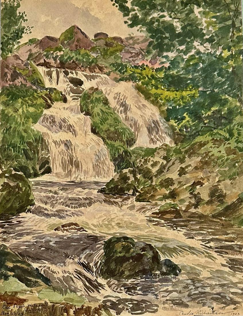 Charles Richardson CAE ESGOB WATERFALL Landscape, Britain 1903 (1 of 4)